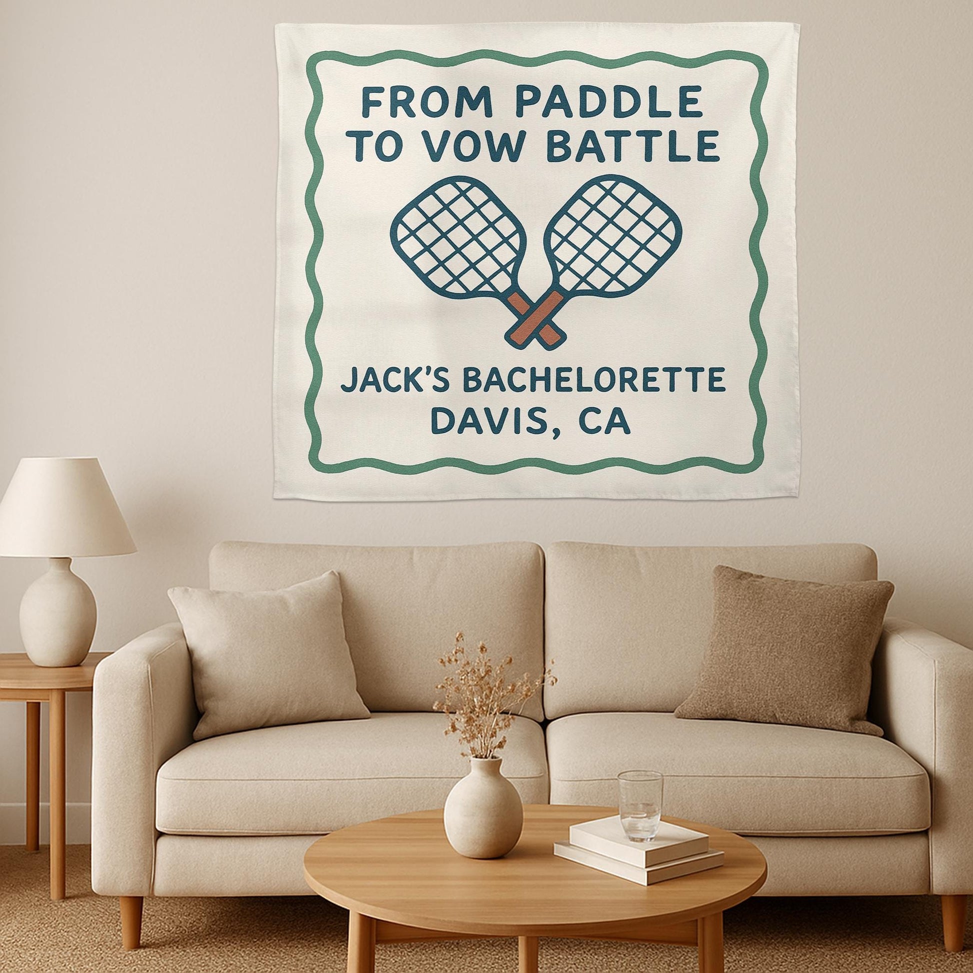 Pickleball Groom Bachelorette Party Banner, Paddle to Vow Battle Tapestry, Custom Pre-Wedding Decor, Bachelor Bash Sign