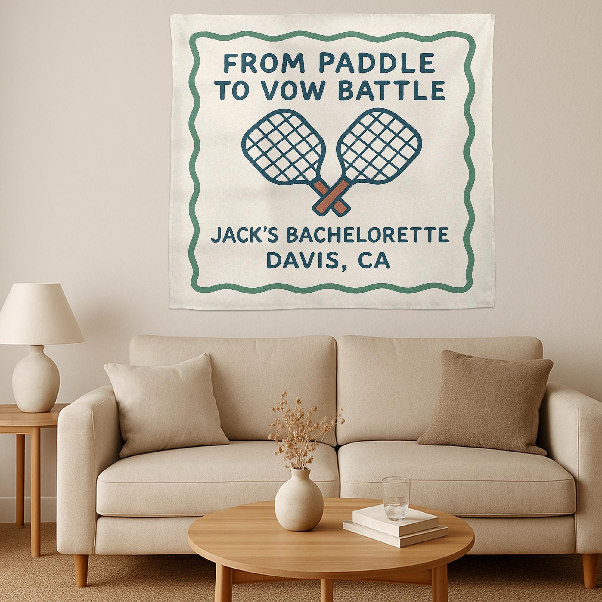 Pickleball Groom Bachelorette Party Banner, Paddle to Vow Battle Tapestry, Custom Pre-Wedding Decor, Bachelor Bash Sign