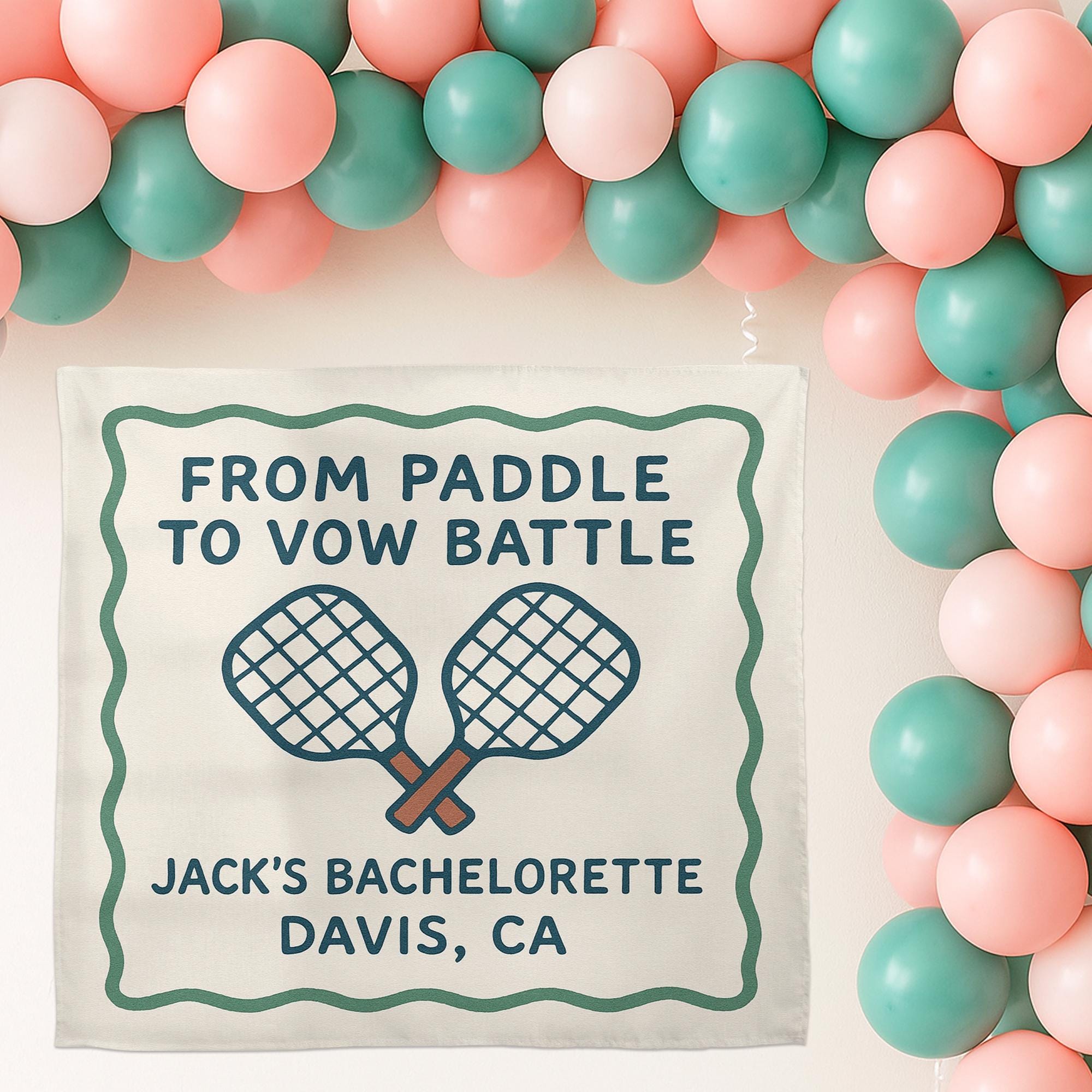 Pickleball Groom Bachelorette Party Banner, Paddle to Vow Battle Tapestry, Custom Pre-Wedding Decor, Bachelor Bash Sign