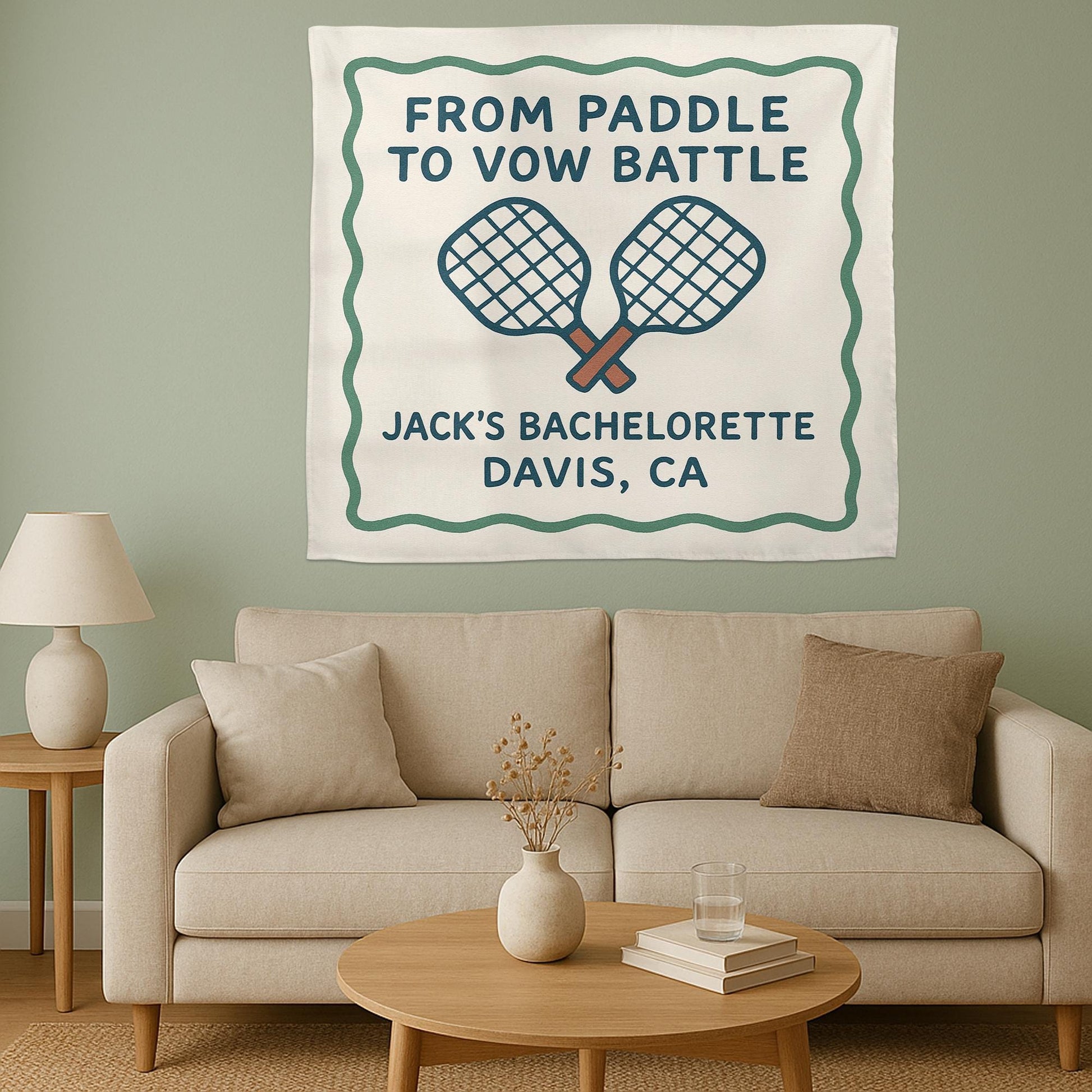 Pickleball Groom Bachelorette Party Banner, Paddle to Vow Battle Tapestry, Custom Pre-Wedding Decor, Bachelor Bash Sign