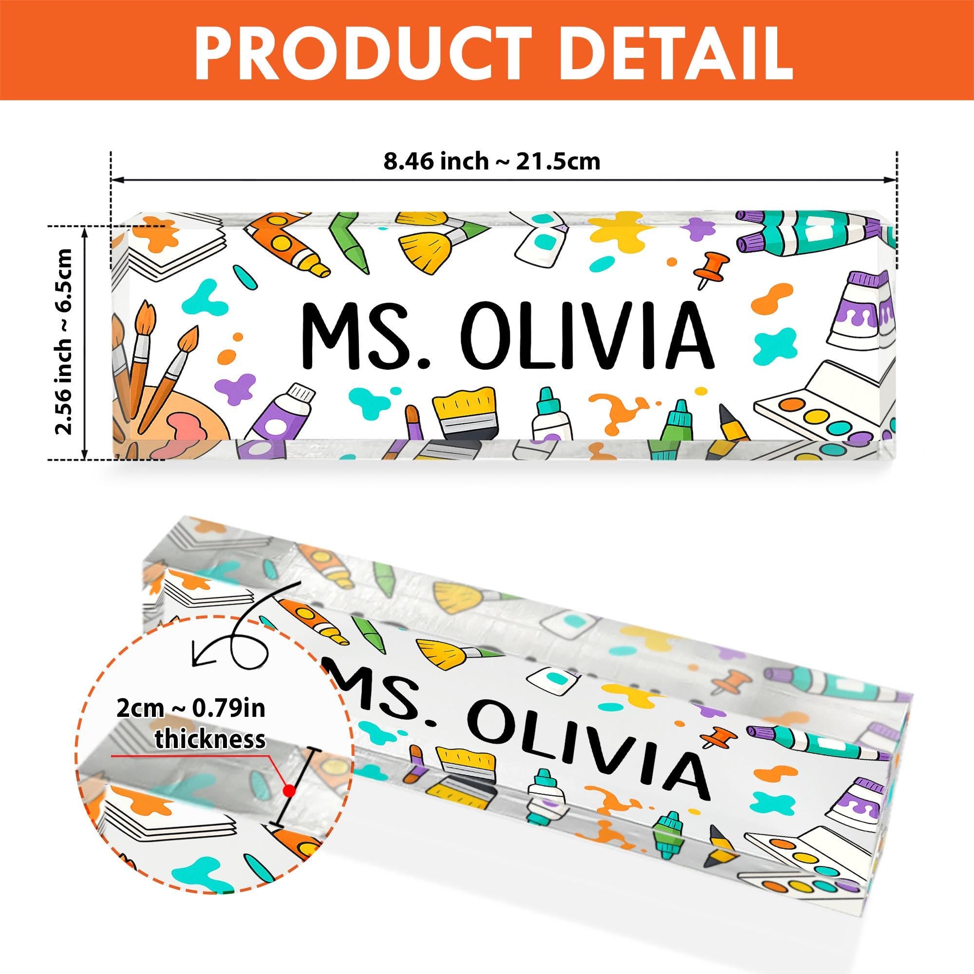 Personalized Art Teacher Desk Name Sign, Custom Classroom Decor, Teacher Office Name Plate, Cute Painter Gift, Art Room Sign