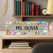 Personalized Art Teacher Desk Name Sign, Custom Classroom Decor, Teacher Office Name Plate, Cute Painter Gift, Art Room Sign