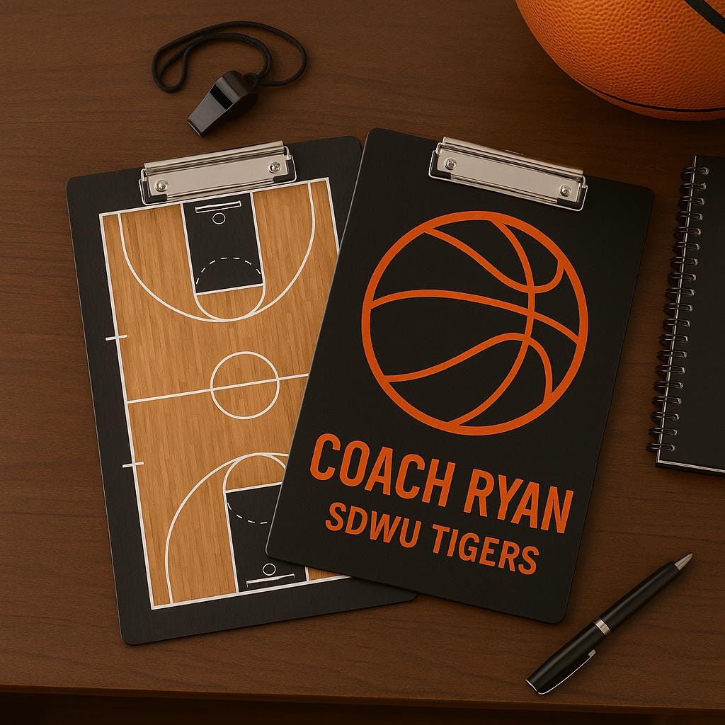 Personalized Basketball Coach Clipboard, Custom Name Gift for Coach, End of Season Team Gift, Basketball Court Dry Erase Board for Men
