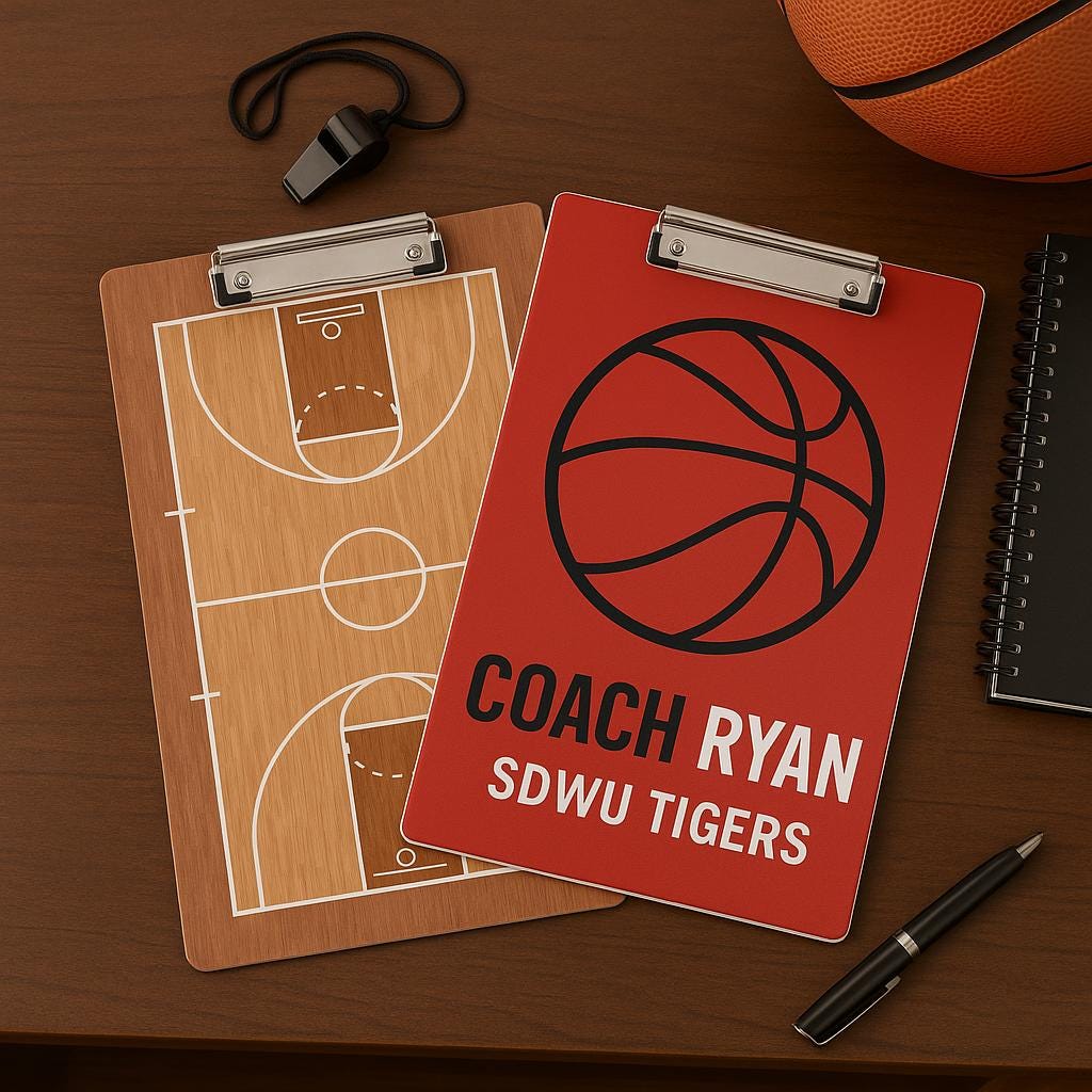 Personalized Basketball Coach Clipboard, Custom Name Gift for Coach, End of Season Team Gift, Basketball Court Dry Erase Board for Men