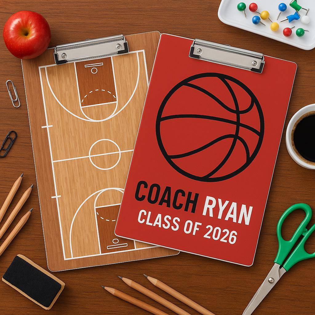 Personalized Basketball Coach Clipboard, Custom Name Gift for Coach, End of Season Team Gift, Basketball Court Dry Erase Board for Men