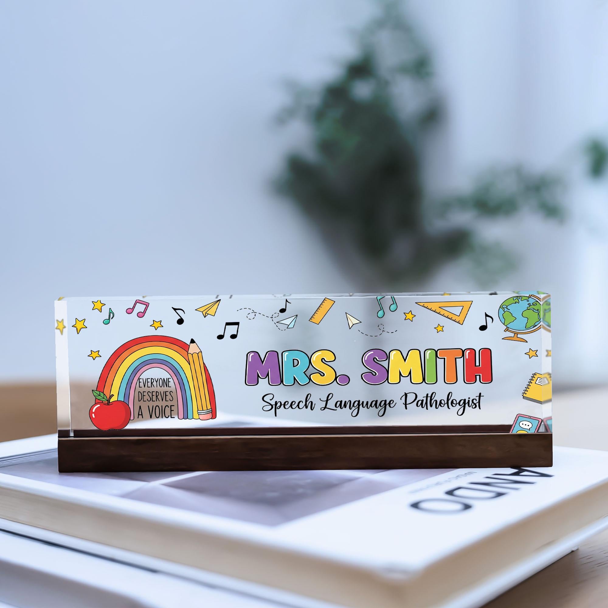School Psychologist Desk Name Sign, Personalized Office Decor, Inclusive Name Plate, Custom Counselor Gift, Everyone is Welcome Sign