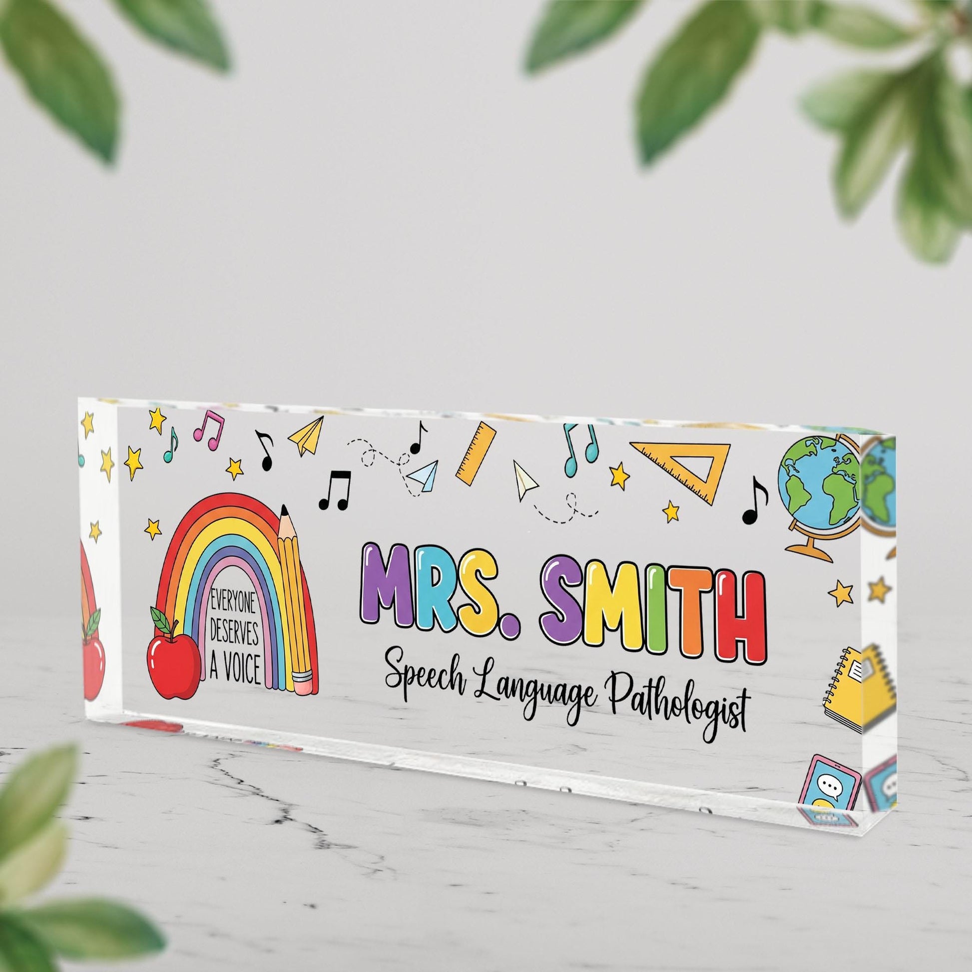 School Psychologist Desk Name Sign, Personalized Office Decor, Inclusive Name Plate, Custom Counselor Gift, Everyone is Welcome Sign