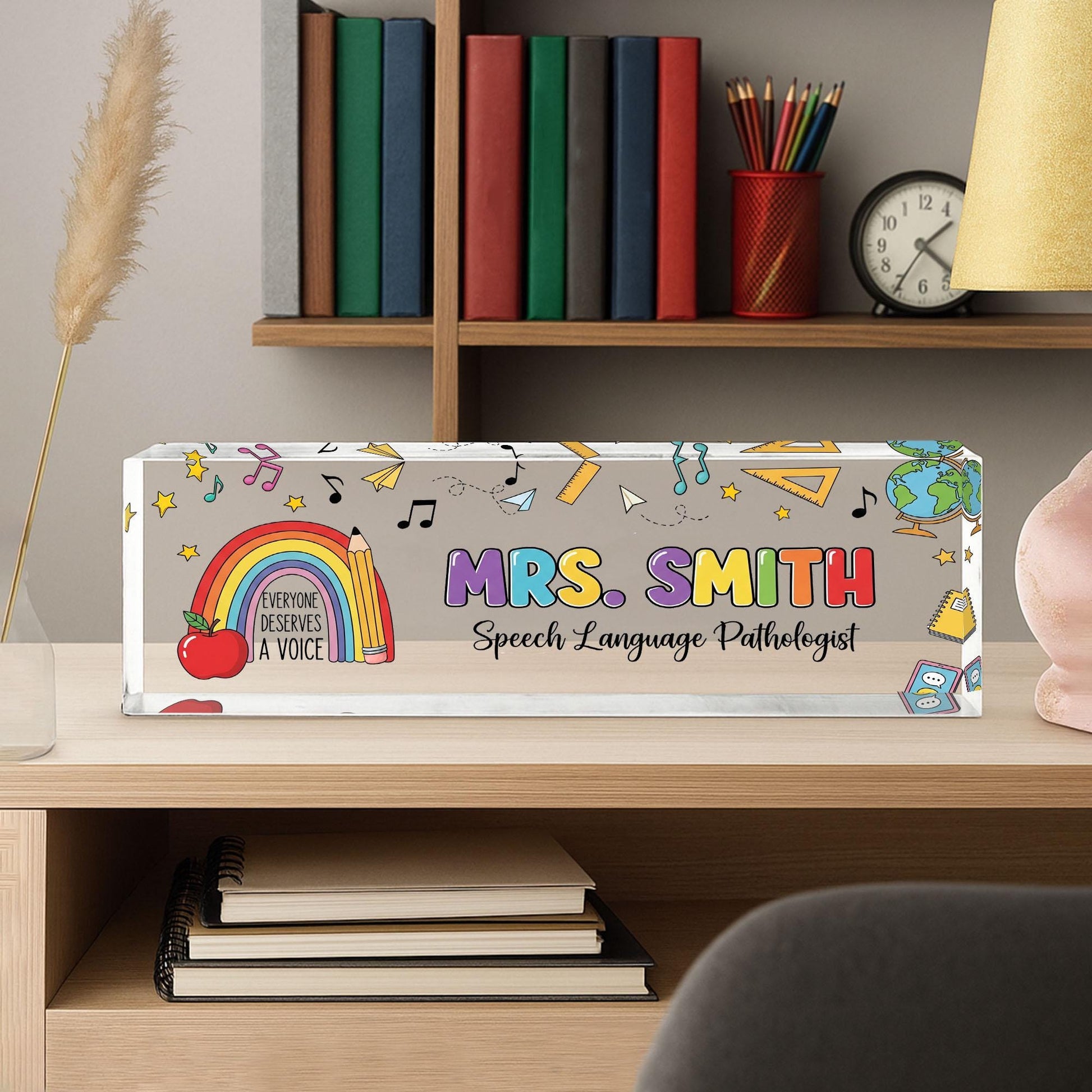 School Psychologist Desk Name Sign, Personalized Office Decor, Inclusive Name Plate, Custom Counselor Gift, Everyone is Welcome Sign