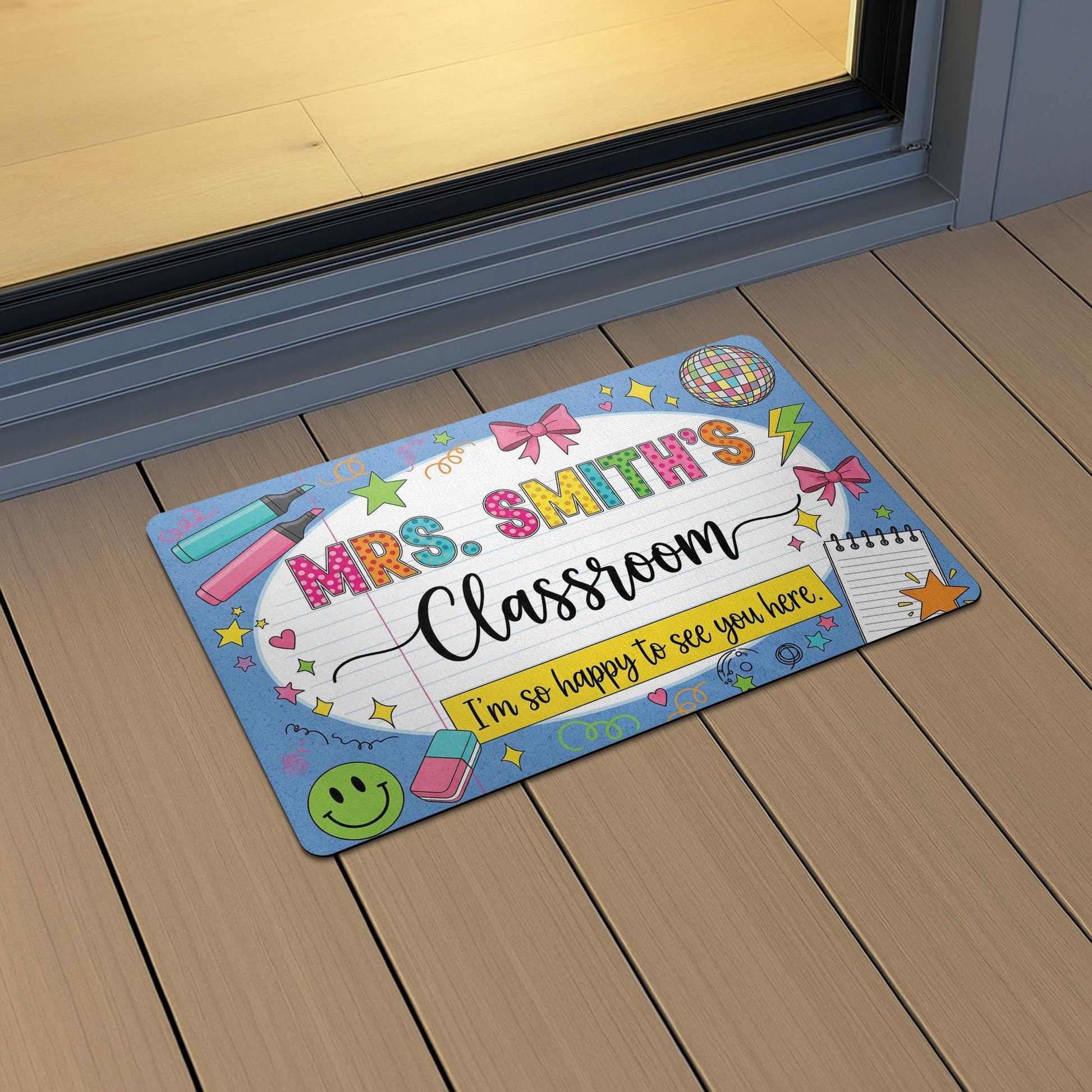 Personalized Teacher Door Mat – Classroom Rug, Cute Welcome Mat for School, Back to School Decor, Custom Name Doormat, School Entrance Rug