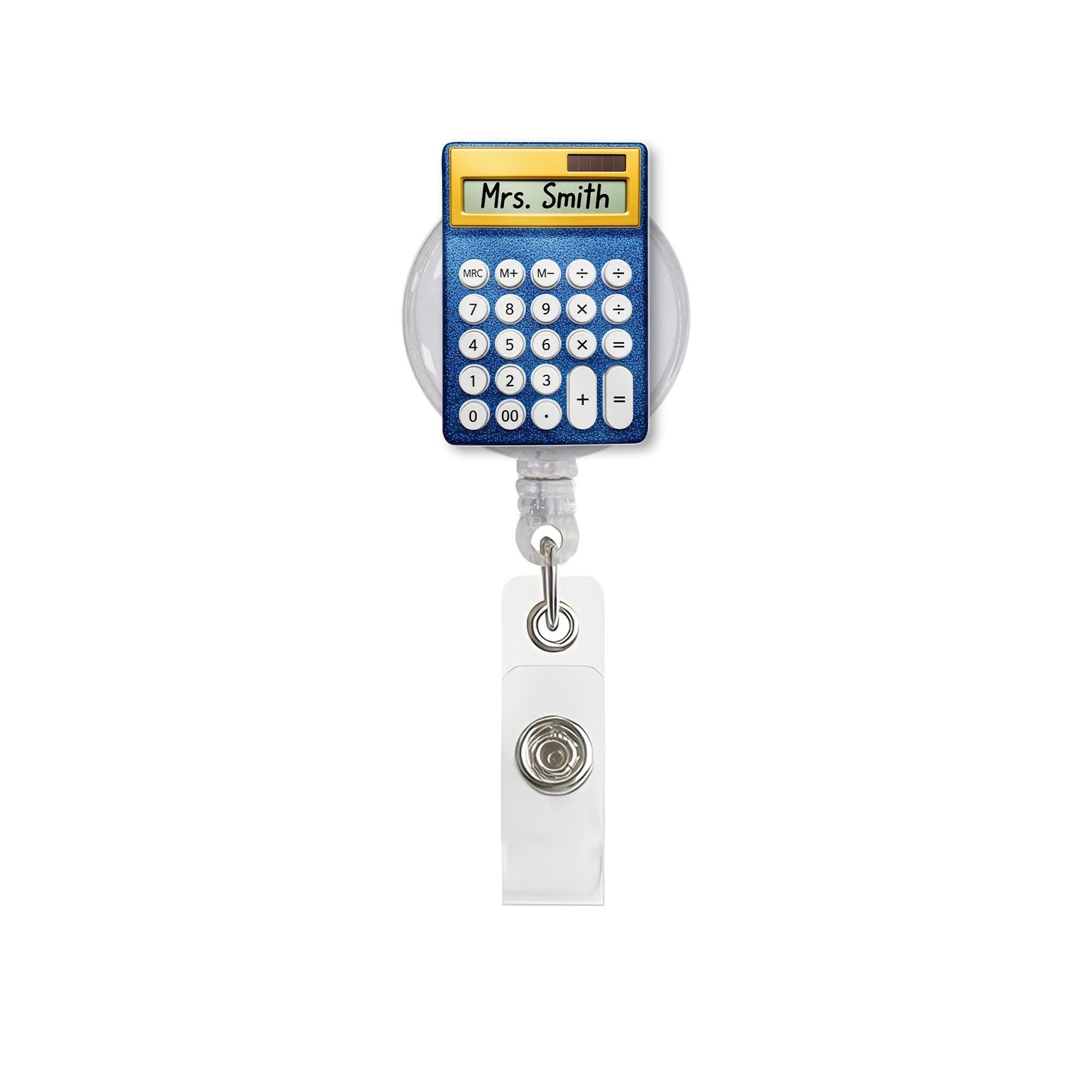 Personalized Calculator Badge Reel – Custom Teacher Name ID Holder, Cute Math Teacher Gift, Classroom Accessory, Back to School Gift