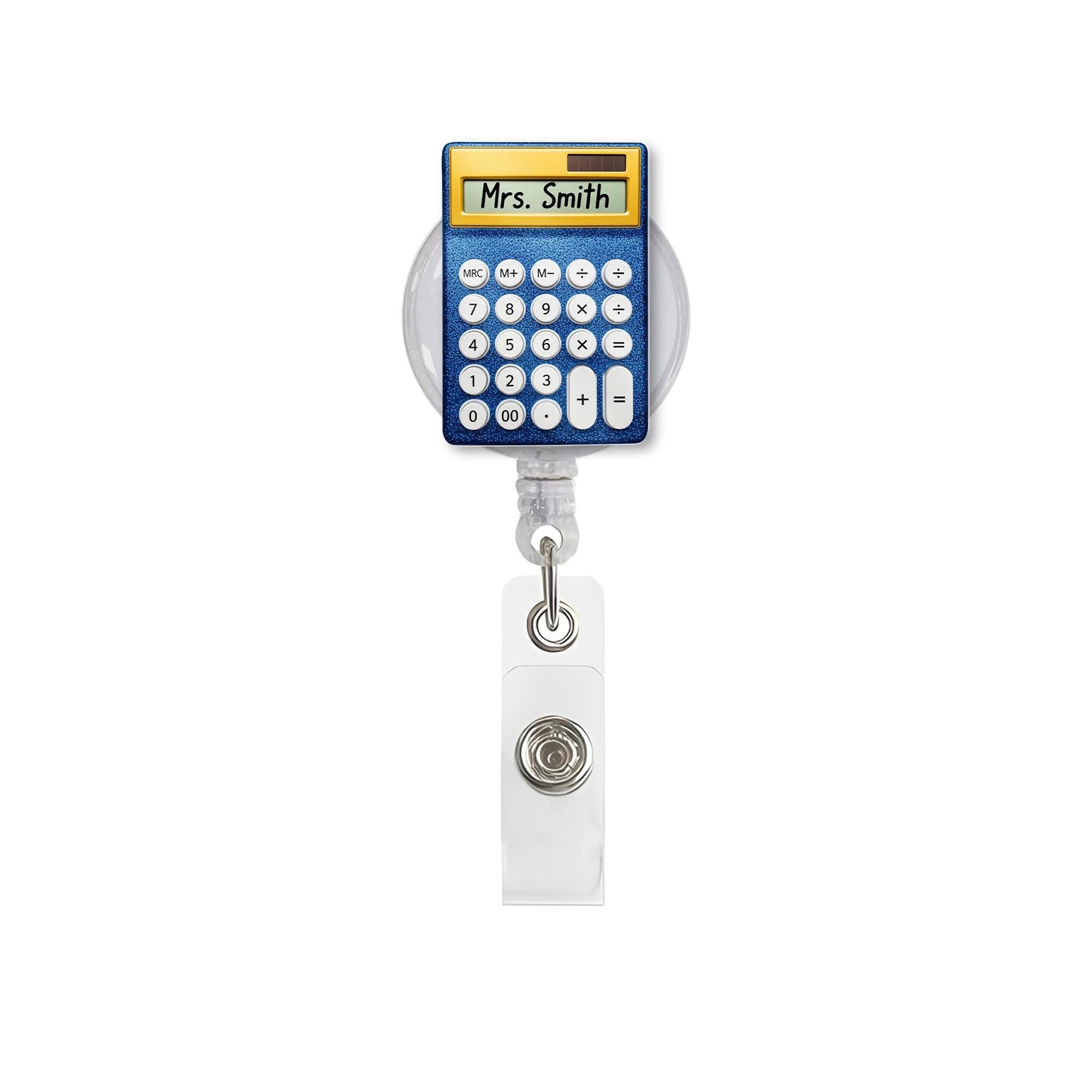 Personalized Calculator Badge Reel – Custom Teacher Name ID Holder, Cute Math Teacher Gift, Classroom Accessory, Back to School Gift