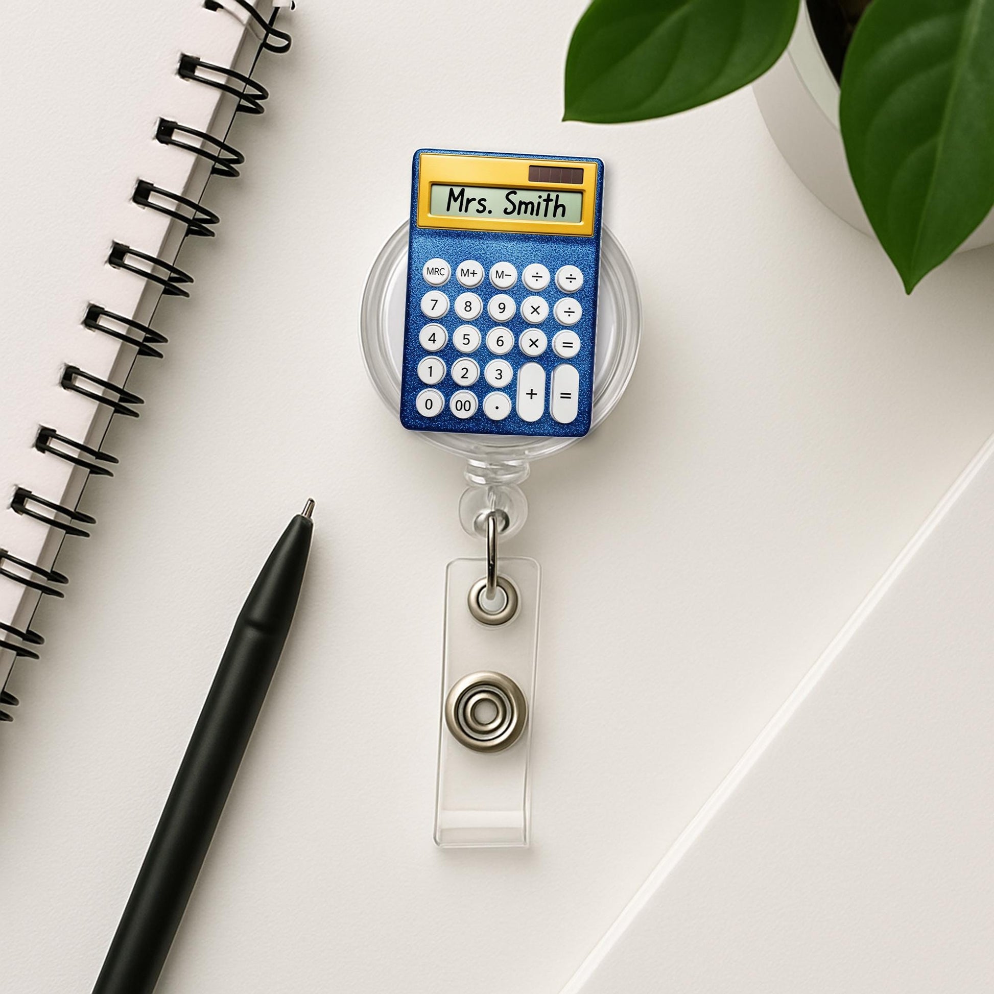 Personalized Calculator Badge Reel – Custom Teacher Name ID Holder, Cute Math Teacher Gift, Classroom Accessory, Back to School Gift
