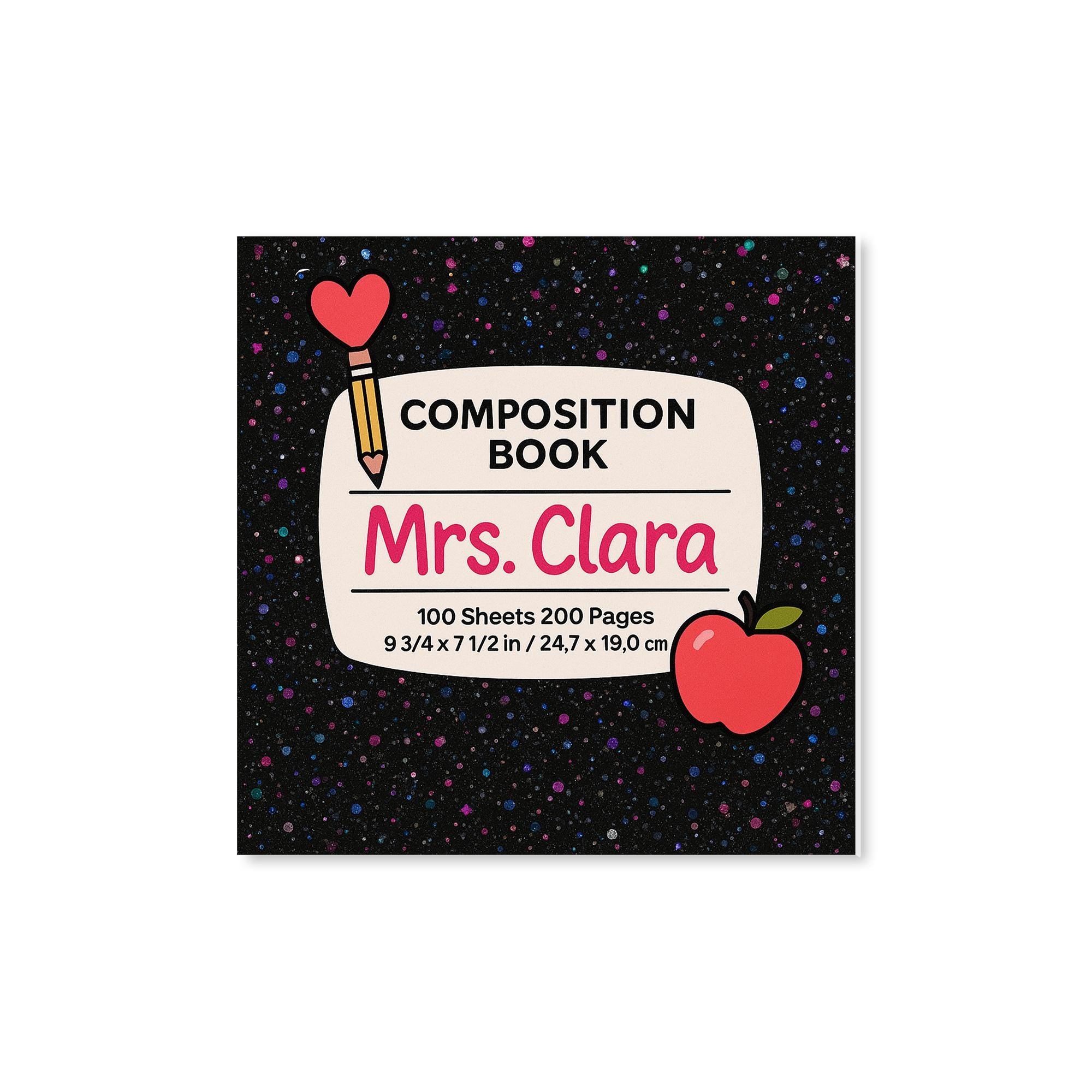 Custom Teacher Coaster – Personalized Composition Book Design with Name, Cute Back to School Desk Gift for Educators or Classroom Decor