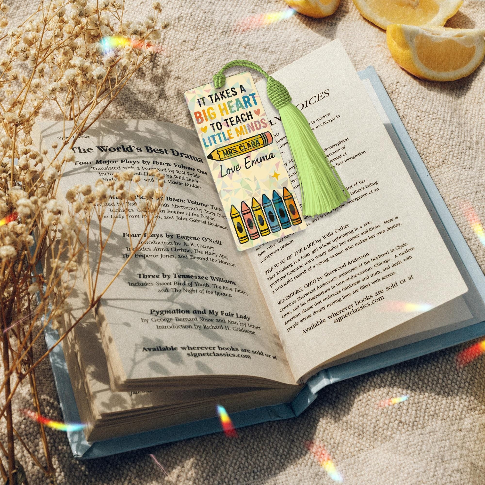 Custom Teacher Holographic Bookmark – Big Heart to Teach Little Minds with Name & Tassel, Personalized Back to School or Year-End Gift