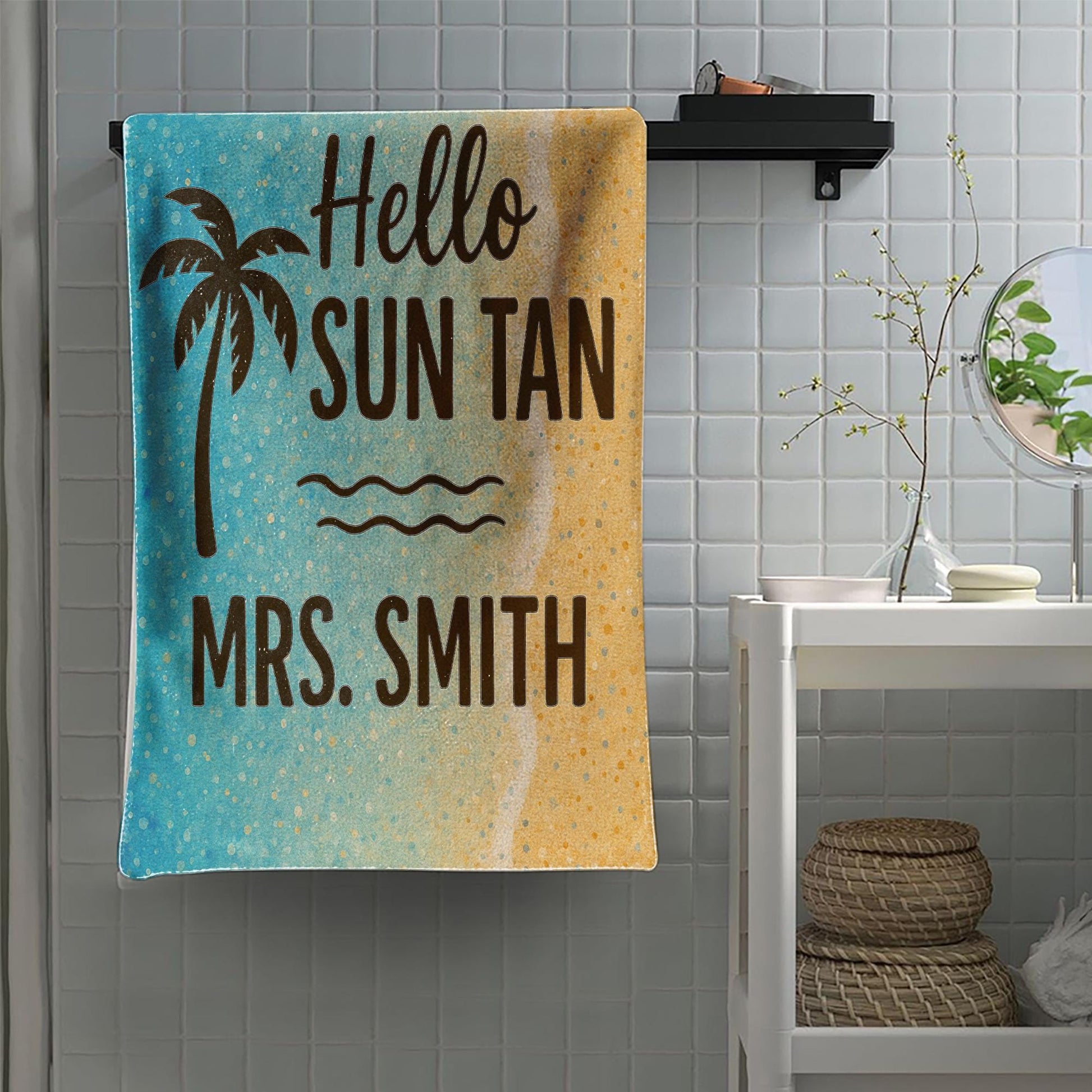 Custom Teacher Beach Towel – Goodbye Lesson Plans Hello Sun Tan Personalized Summer Gift, End of Year Break Towel for Educators