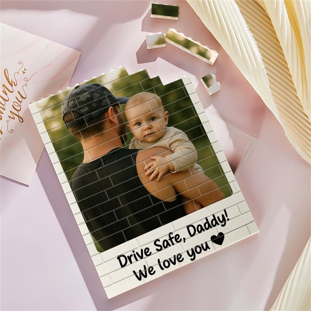 Personalized Photo Building Block Frame for Dad, Custom Dad Message, Unique Father's Day Gift Idea from Kids, We Love You
