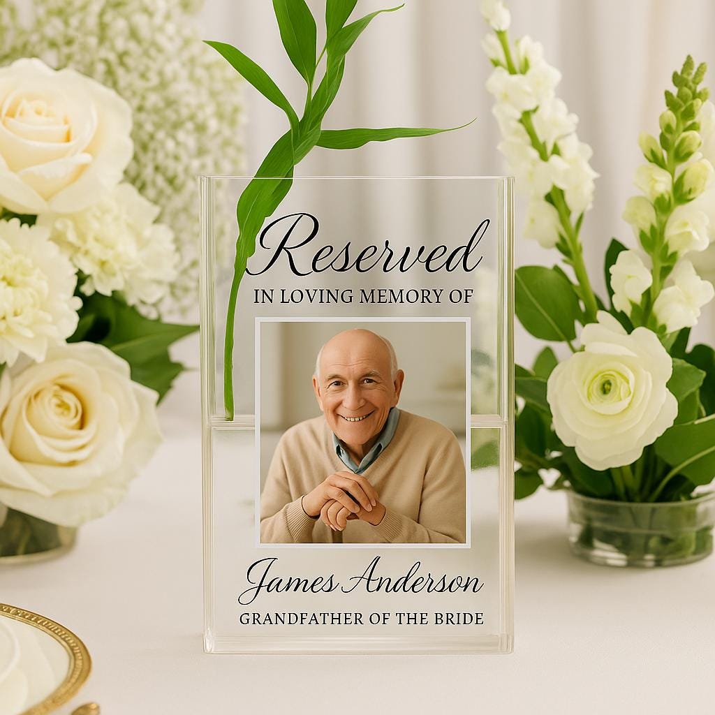 Custom Wedding Memorial Book Vase, In Loving Memory Sign for Ceremony, Personalized Photo Tribute Vase, Reserved Memorial Decor