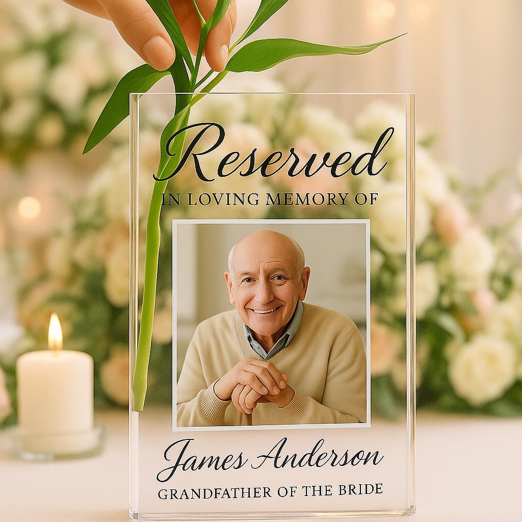 Custom Wedding Memorial Book Vase, In Loving Memory Sign for Ceremony, Personalized Photo Tribute Vase, Reserved Memorial Decor