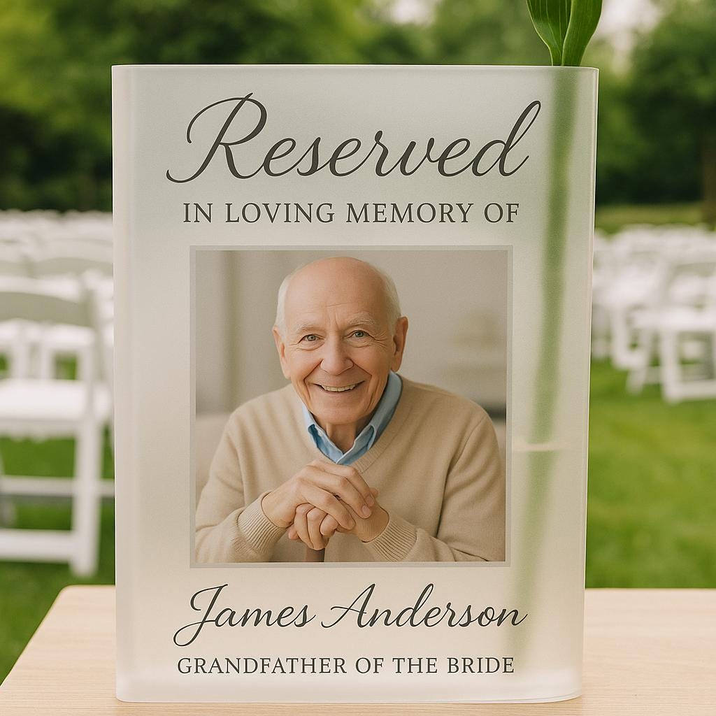Custom Wedding Memorial Book Vase, In Loving Memory Sign for Ceremony, Personalized Photo Tribute Vase, Reserved Memorial Decor