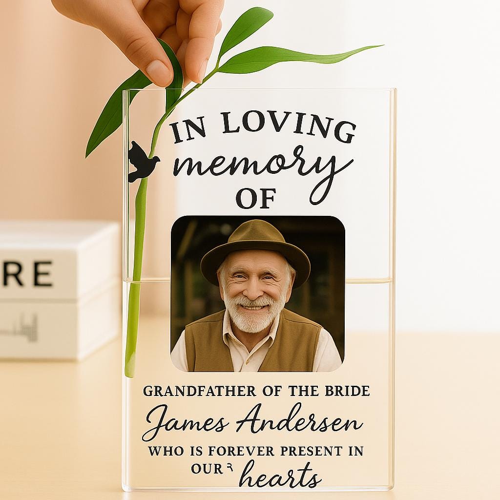 Custom Wedding Memorial Book Vase, Personalized In Loving Memory Photo Vase, Memorial Decor for Ceremony, Tribute to Loved One