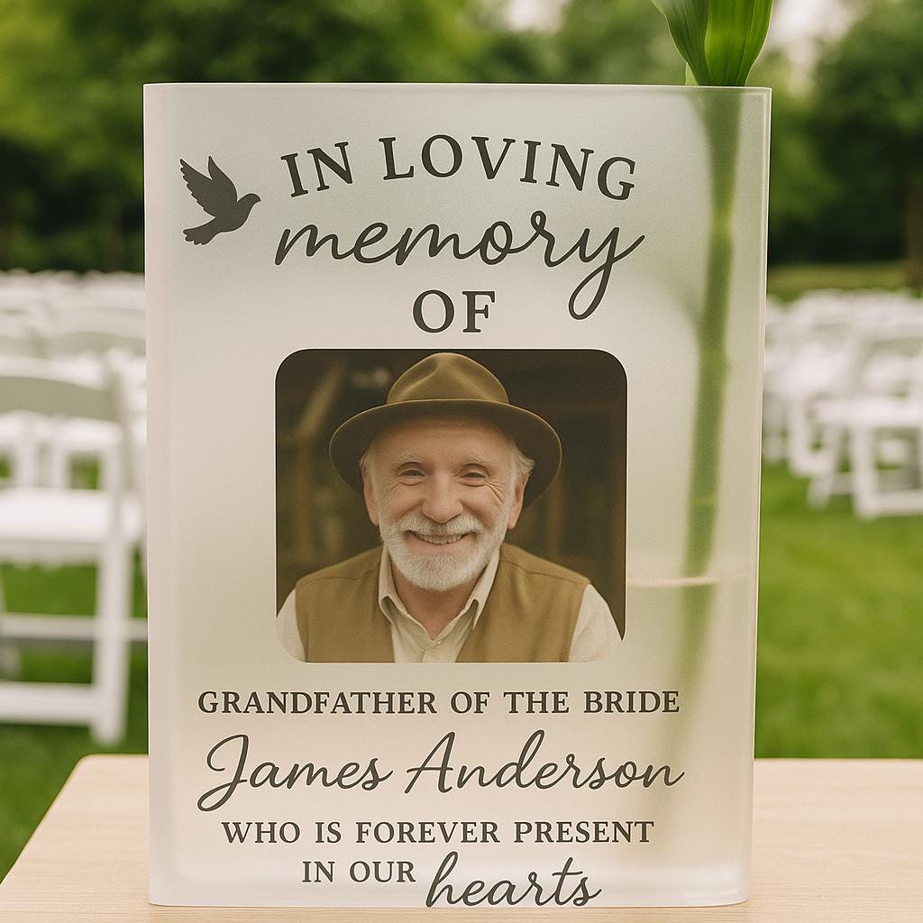 Custom Wedding Memorial Book Vase, Personalized In Loving Memory Photo Vase, Memorial Decor for Ceremony, Tribute to Loved One