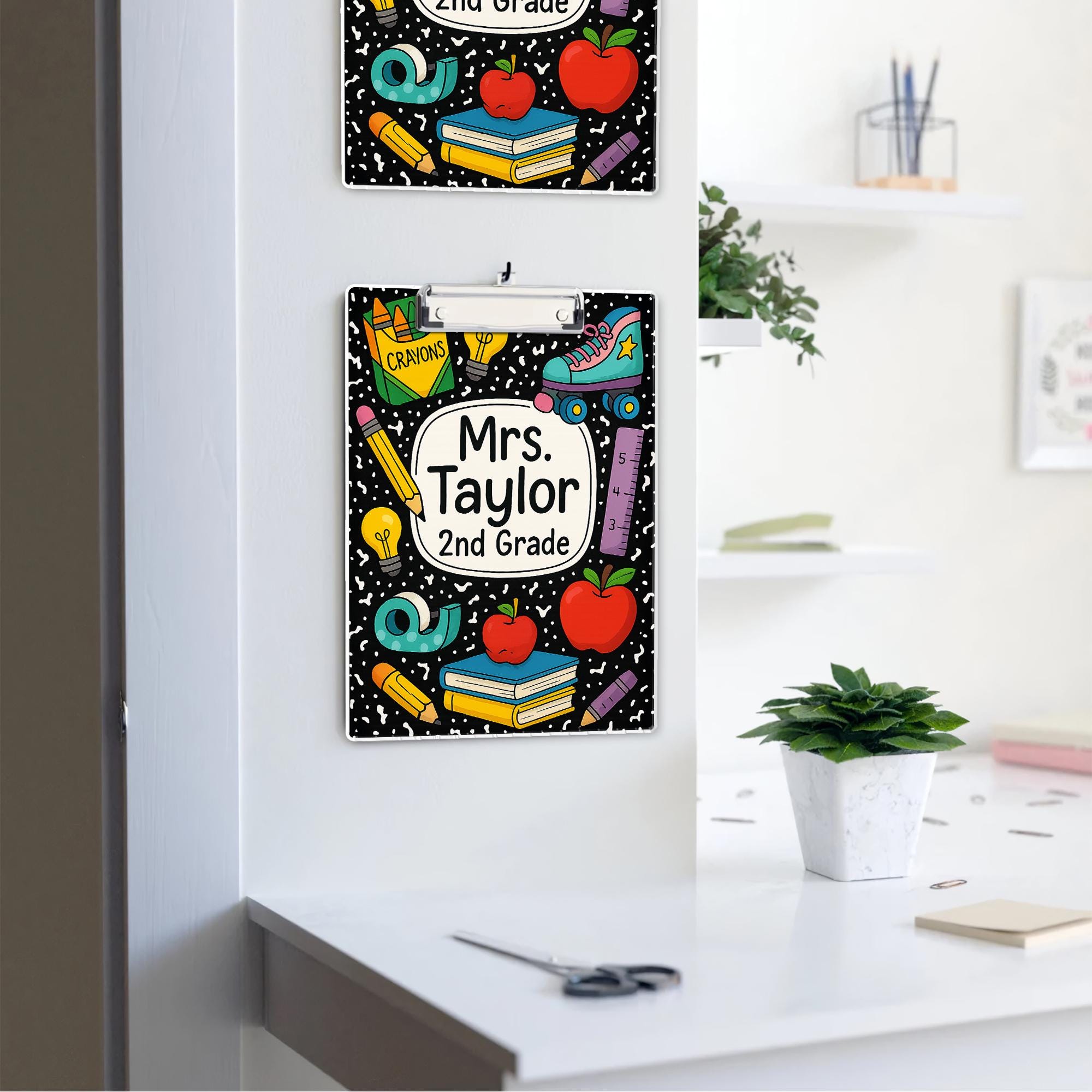 2nd Grade Teacher Clipboard, Personalized Teacher Gift, Back to School Custom Clipboard, Composition Style Teacher Clipboard