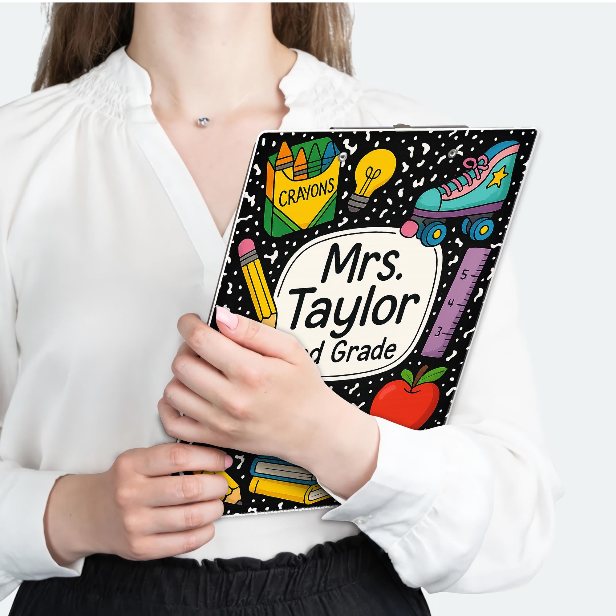 2nd Grade Teacher Clipboard, Personalized Teacher Gift, Back to School Custom Clipboard, Composition Style Teacher Clipboard