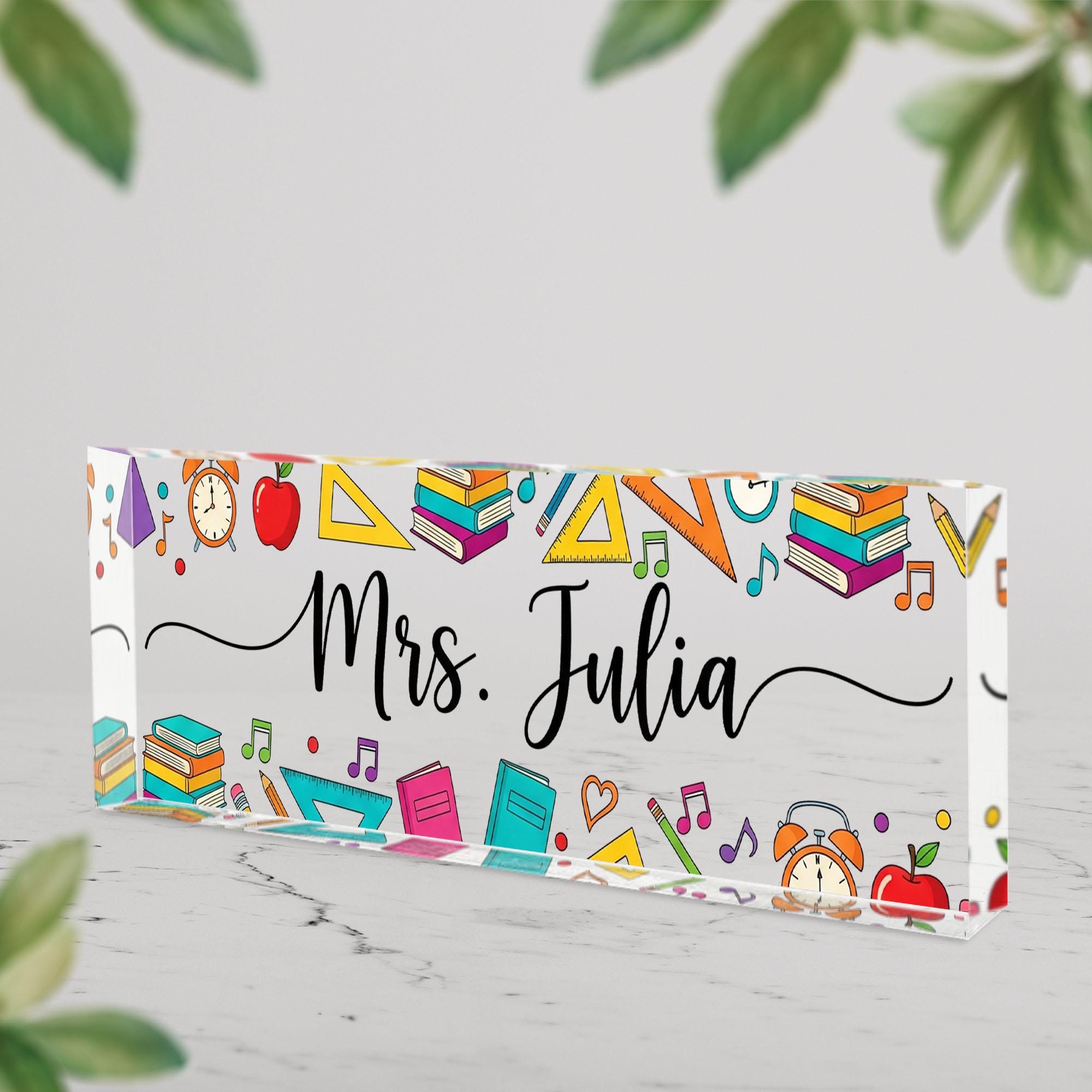 Personalized Teacher Desk Name Plate, Personalized Custom Classroom Decor, Colorful Teacher Gift, Fun Teacher Name Plaque