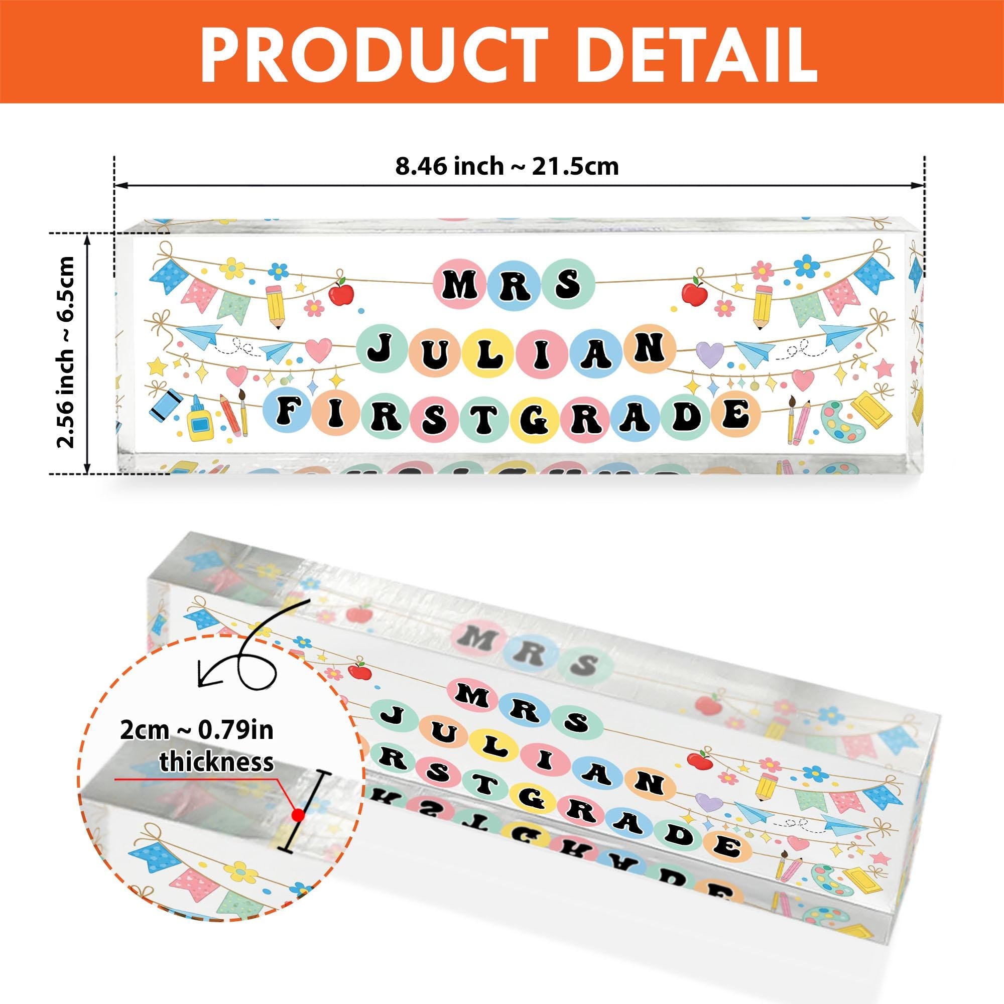 Personalized Grade Teacher Desk Name Plate, Custom Teacher Name Sign, Colorful Classroom Decor, Teacher Gift, Cute Name Tag