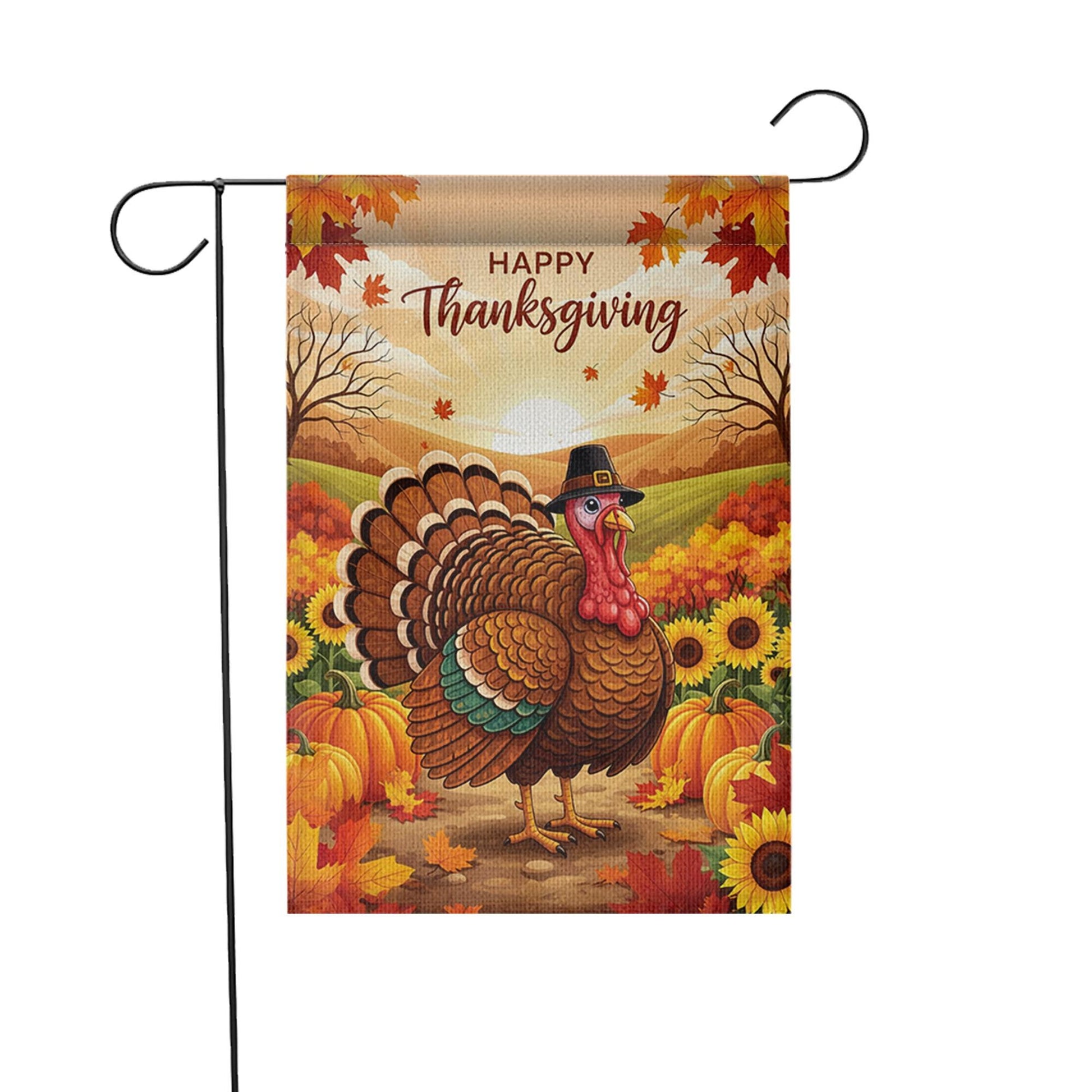 Thanksgiving Garden Flag – Fall Turkey Yard Decor, Autumn Harvest Outdoor Banner, Happy Thanksgiving Porch Decoration