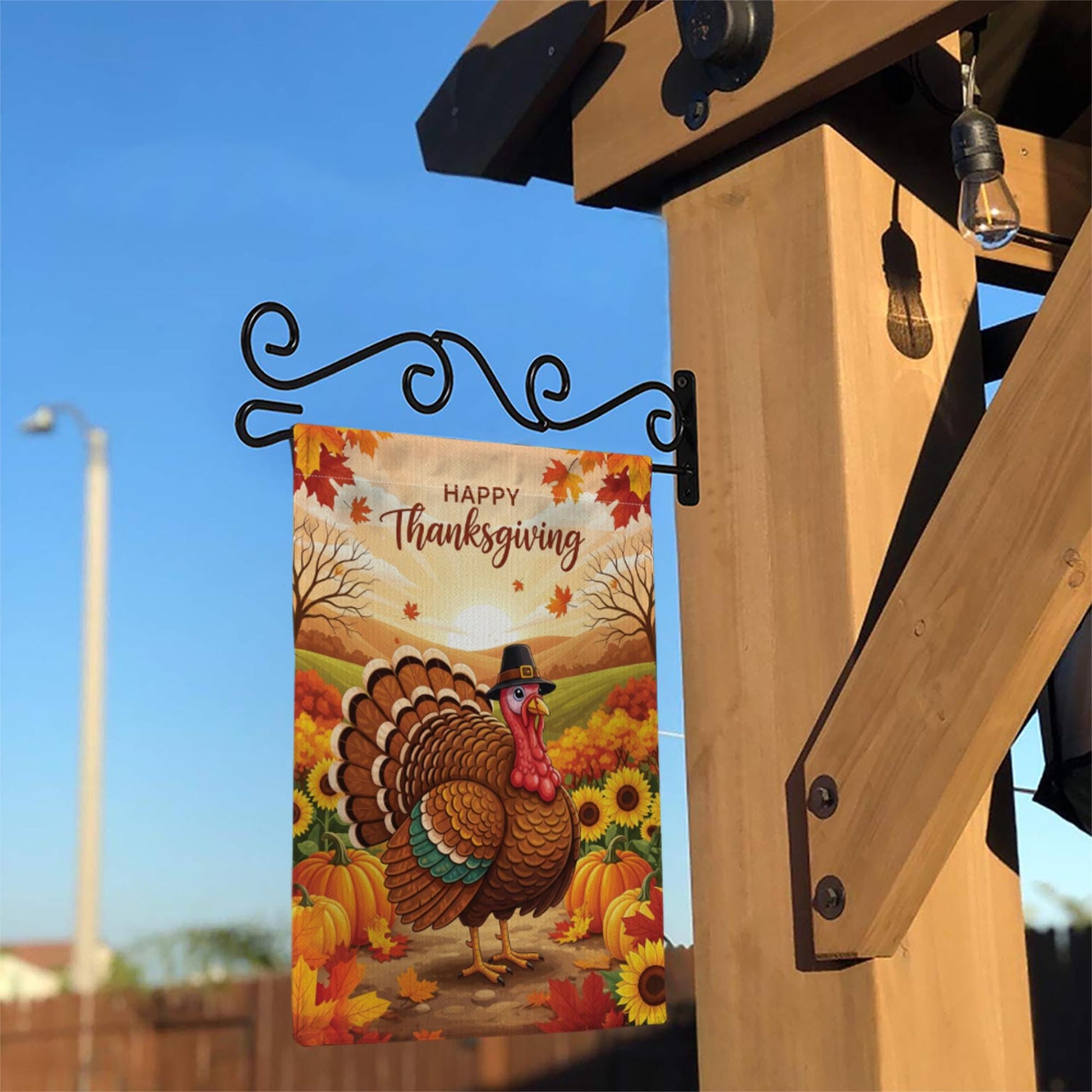 Thanksgiving Garden Flag – Fall Turkey Yard Decor, Autumn Harvest Outdoor Banner, Happy Thanksgiving Porch Decoration