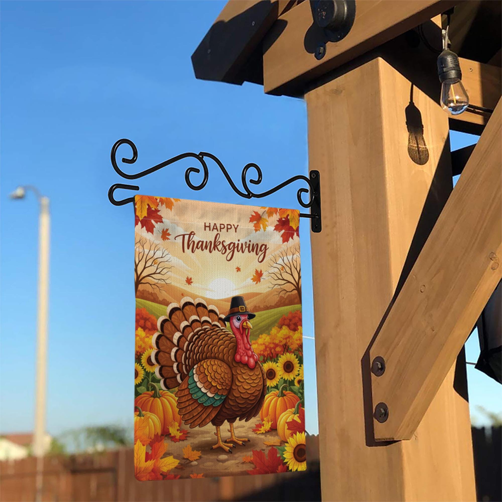Thanksgiving Garden Flag – Fall Turkey Yard Decor, Autumn Harvest Outdoor Banner, Happy Thanksgiving Porch Decoration