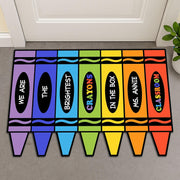 Cute Brightest Crayons Teacher Classroom Doormat, Custom School Welcome Mat, Colorful Teacher Door Decor, Personalized Crayon Mat