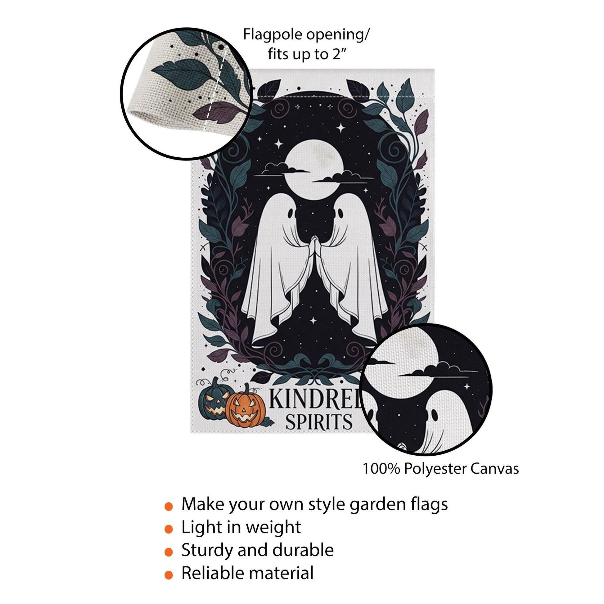Kindred Spirits Halloween Garden Flag – Cute Ghost Couple Yard Decor, Spooky Outdoor Flag for Fall, Gothic Autumn Porch Decoration