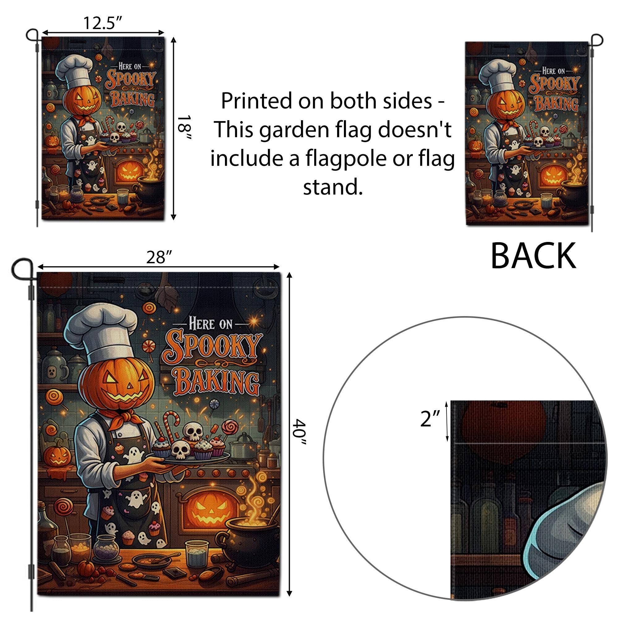 Spooky Baking Garden Flag, Halloween Pumpkin Chef Yard Decor, Creepy Kitchen Outdoor Banner, Fall Goth Home