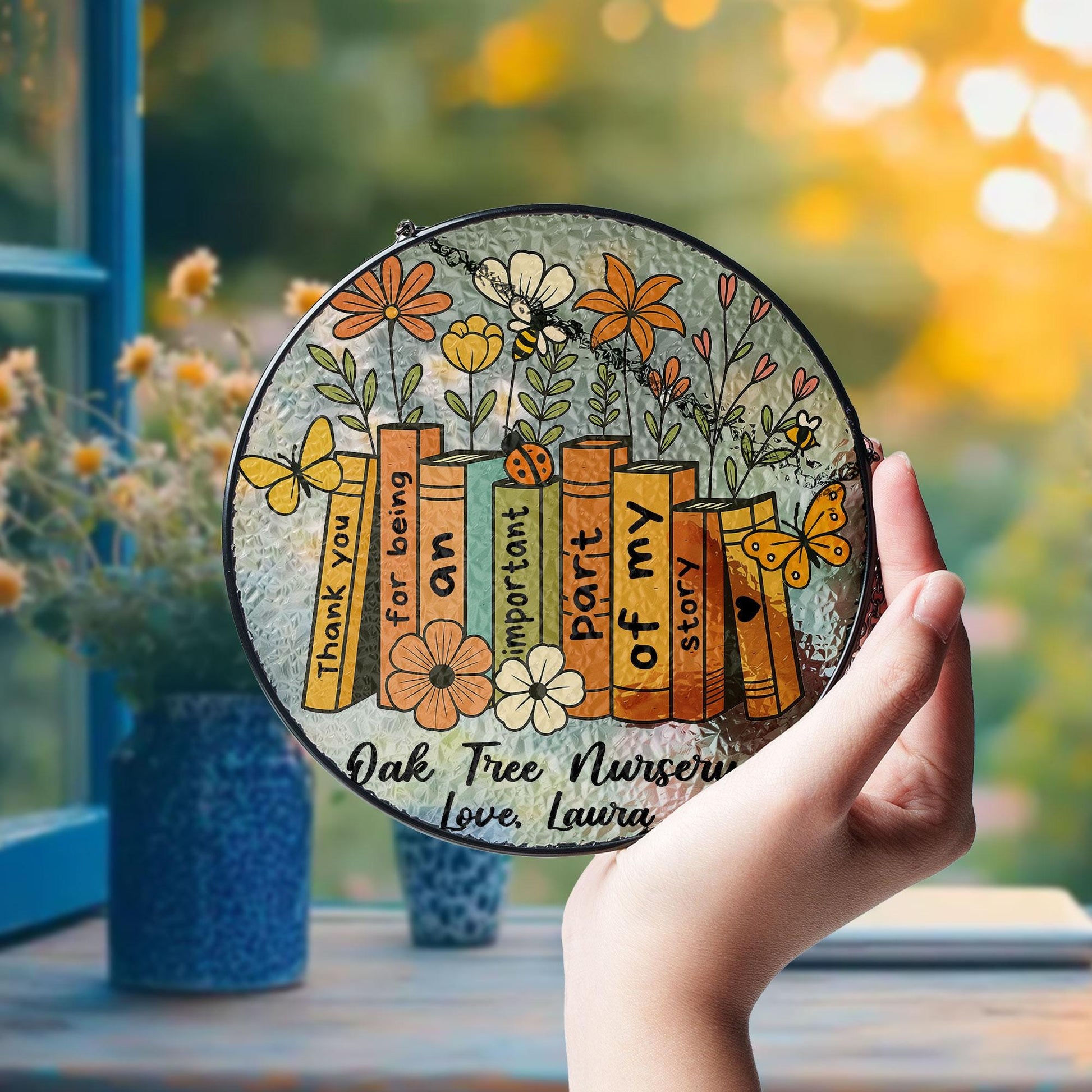 Personalized Nursery Thank You Glass Suncatcher, Thank You Nursery Gifts, Custom Nursery Teacher Gift, Nursery Worker Gifts, Preschool Gifts