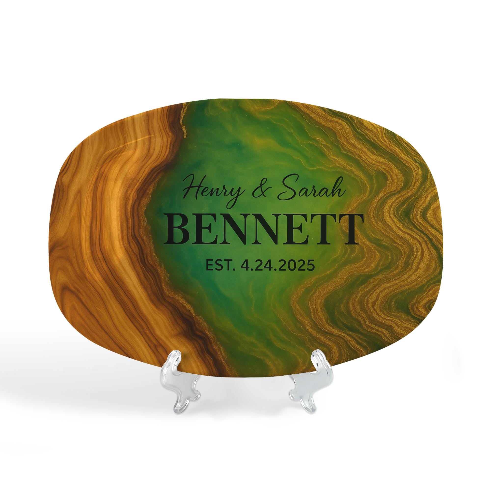 Custom New Home  Platter, Personalized Newlywed Name Plate Gift, Modern Couple Keepsake, New Wifey Est. Wedding Gift, FAUX Epoxy Style