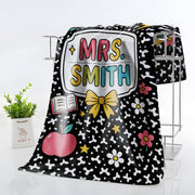 Custom Teacher Towel Gift with Name, Personalized Classroom Towel with Cute School Icons, Back to School or End of Year Teacher Gift
