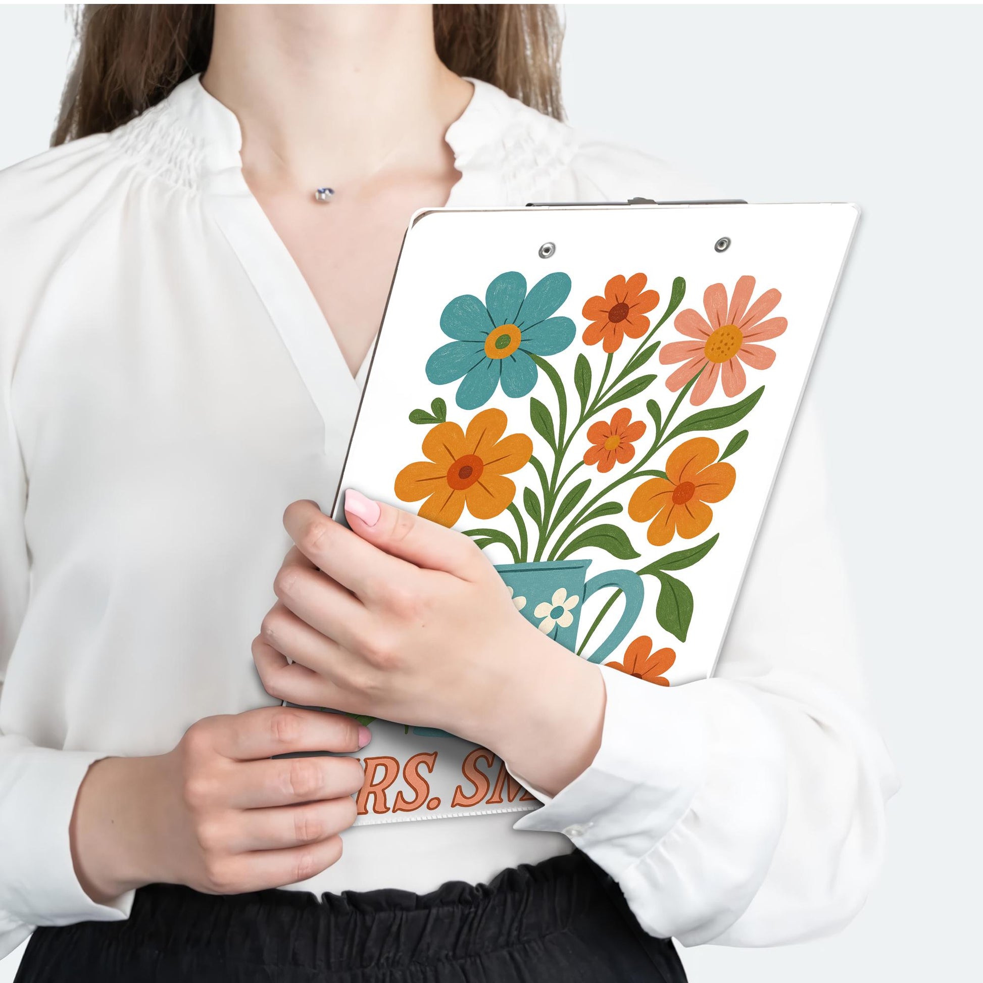 Personalized Teacher Clipboard, Custom Floral Clipboard Gift for Teacher, Back to School Gift, Watering Can Flower Design, Teacher Supplies