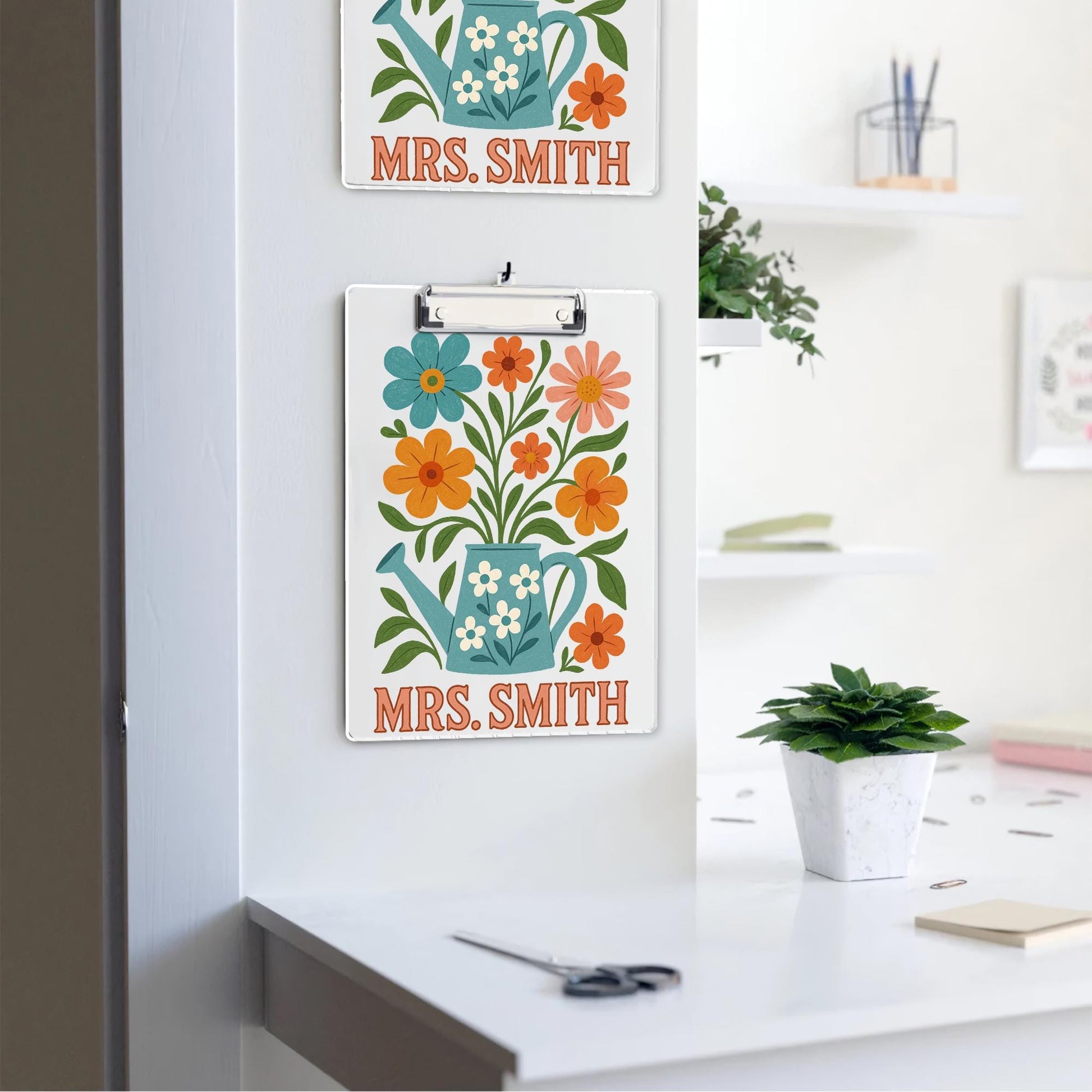 Personalized Teacher Clipboard, Custom Floral Clipboard Gift for Teacher, Back to School Gift, Watering Can Flower Design, Teacher Supplies