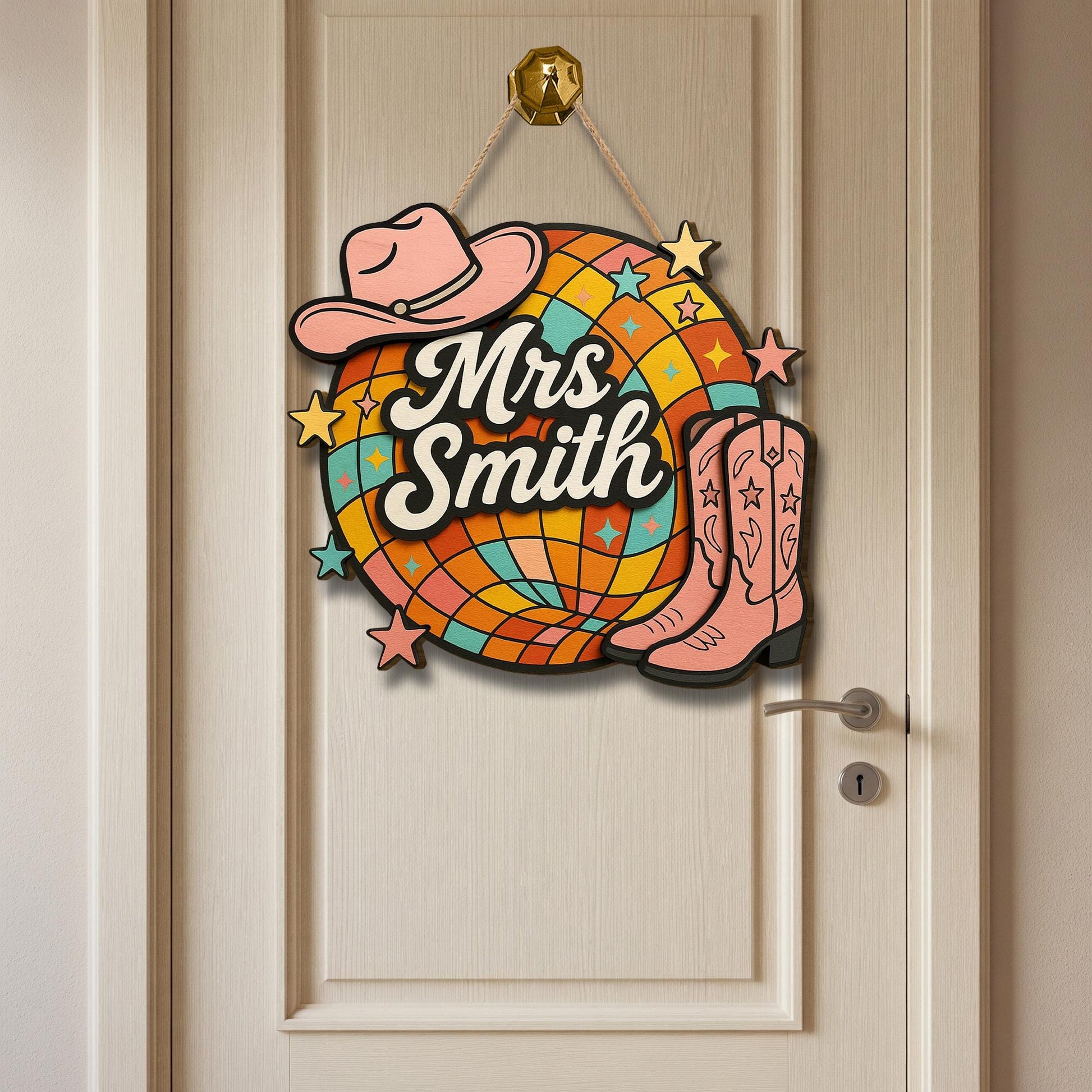 Custom Teacher Door Sign, Western 3D Wood Sign for Teacher, Back to School Decor, Cowgirl Boots and Hat Name Sign, Western Classroom Decor