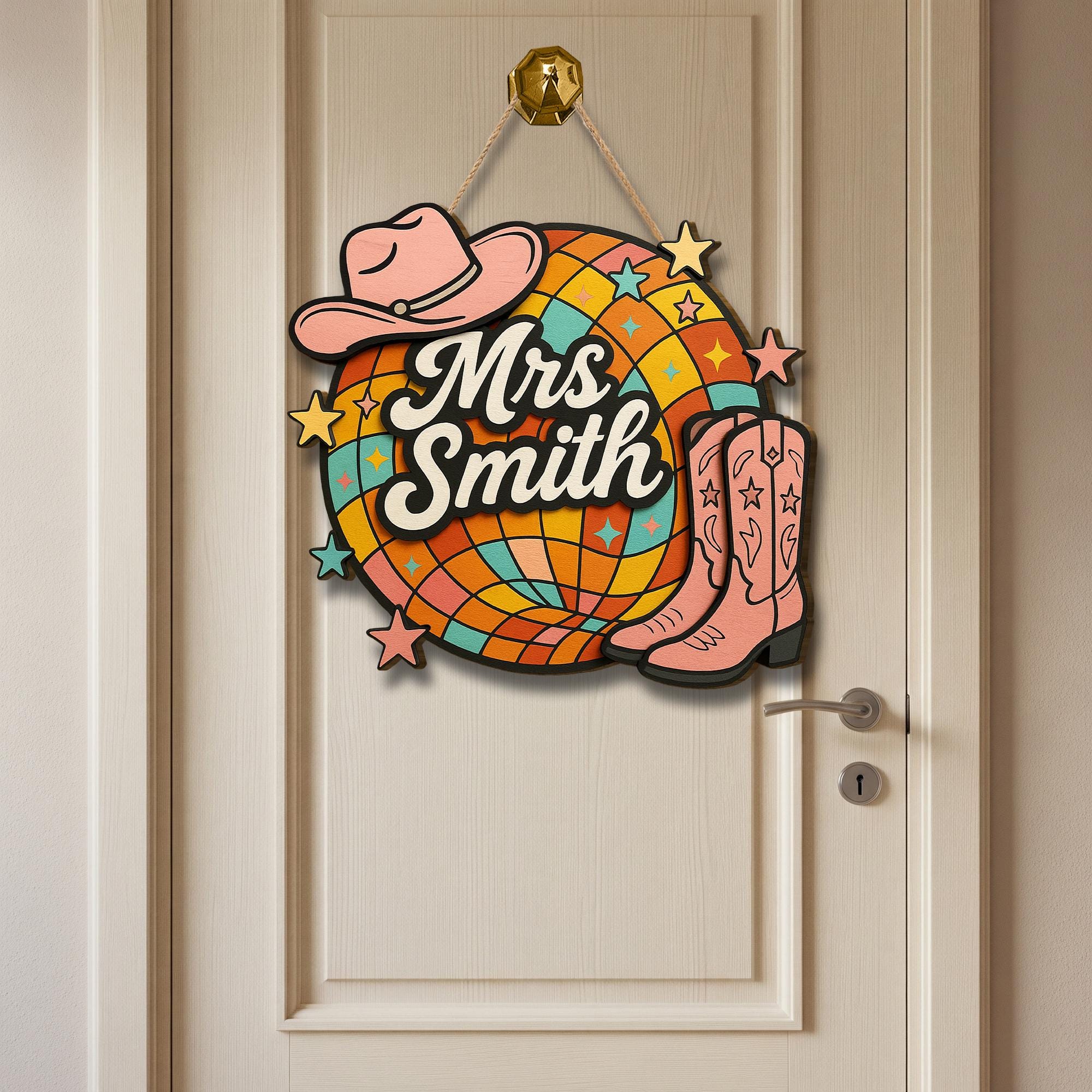 Custom Teacher Door Sign, Western 3D Wood Sign for Teacher, Back to School Decor, Cowgirl Boots and Hat Name Sign, Western Classroom Decor
