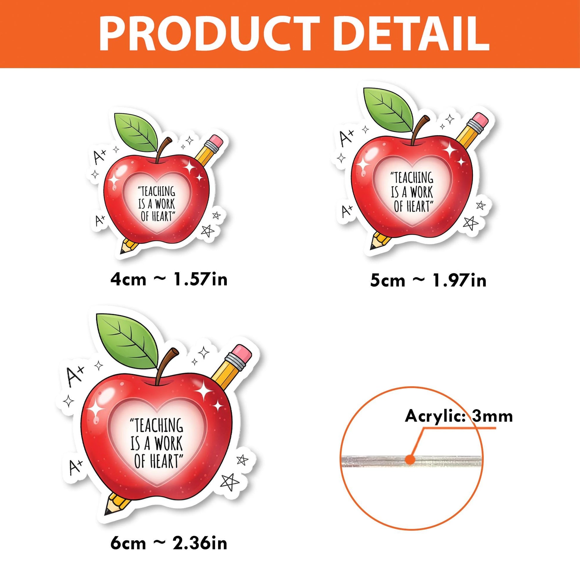 Teacher Badge Reel – Cute Apple “Teaching is a Work of Heart” Retractable ID Holder – Gift for Teachers