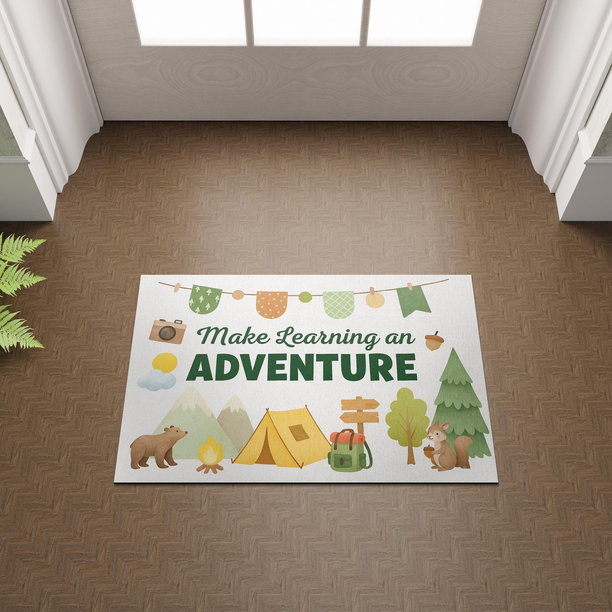 Make Learning an Adventure Doormat, Camping Theme Classroom Rug, Nature Explorer Teacher Mat, Back to School Door Decor, School Decor