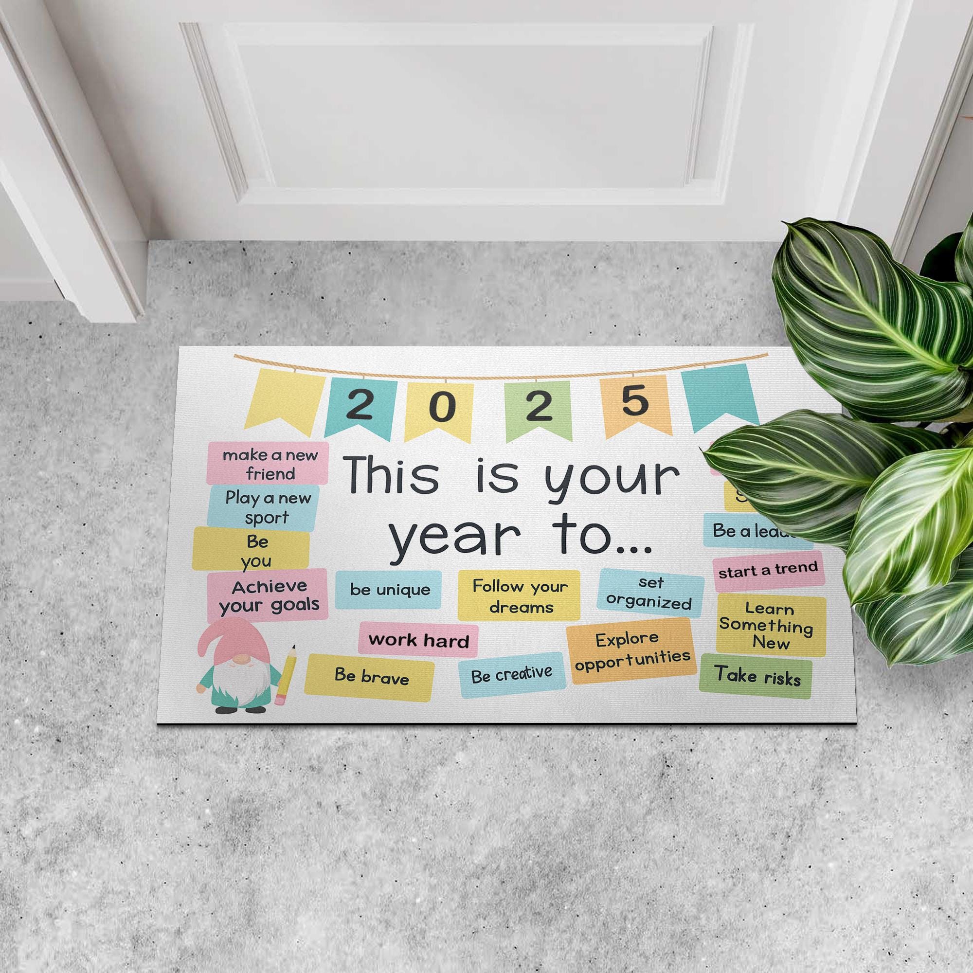 This Is Your Year Motivational Classroom Doormat 2025, Back to School Rug with Goals, Teacher Welcome Mat, Positive Entry Decor, School Deco