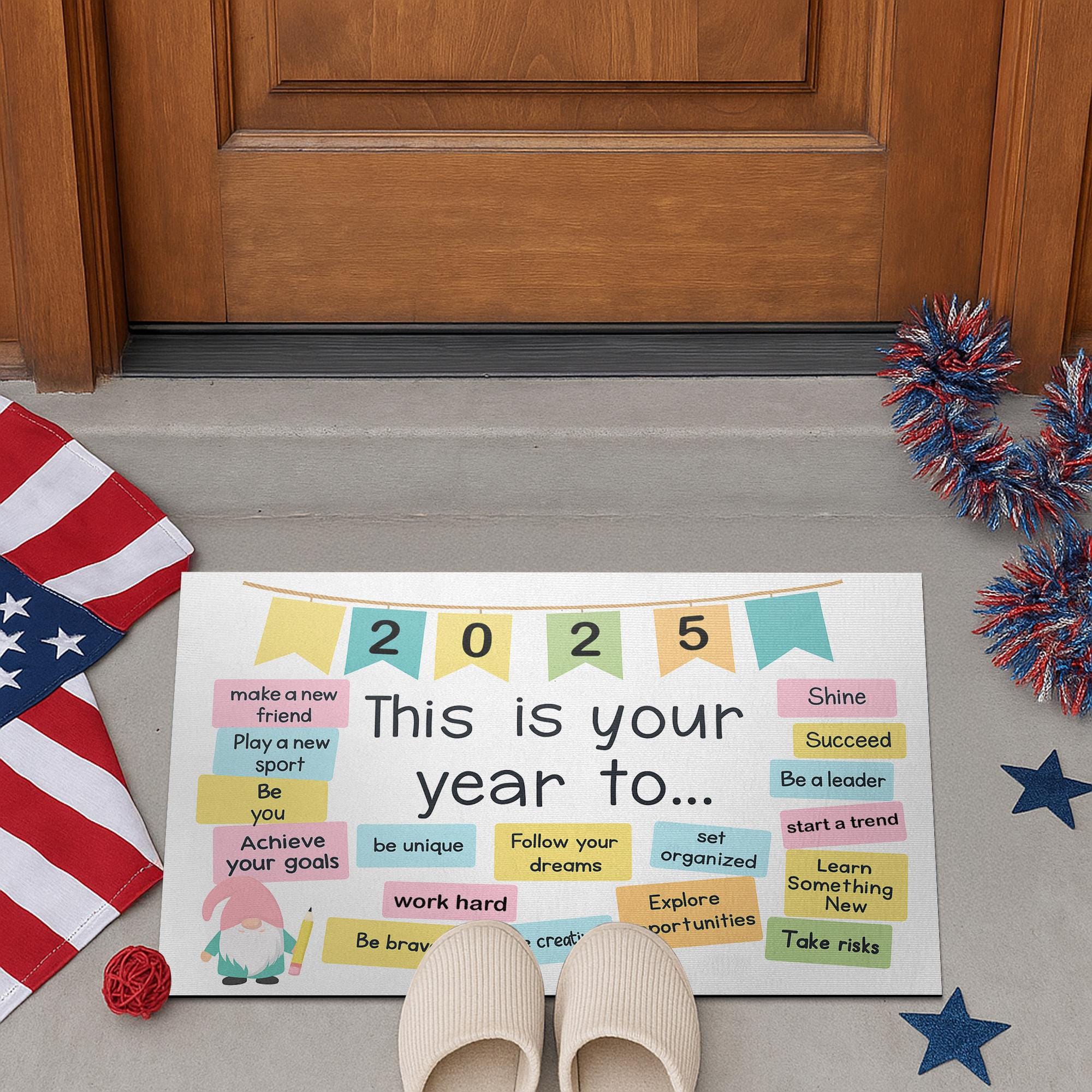 This Is Your Year Motivational Classroom Doormat 2025, Back to School Rug with Goals, Teacher Welcome Mat, Positive Entry Decor, School Deco