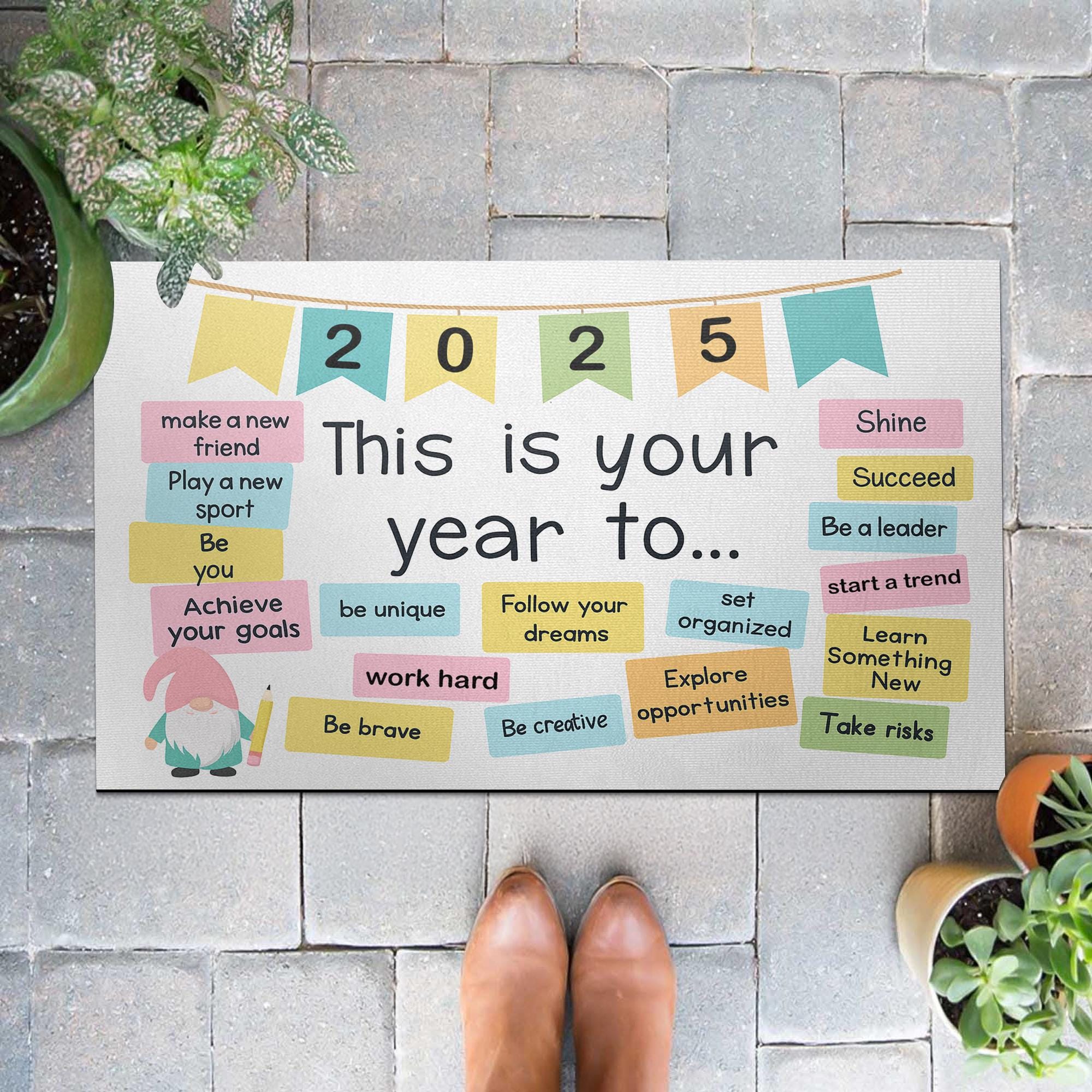 This Is Your Year Motivational Classroom Doormat 2025, Back to School Rug with Goals, Teacher Welcome Mat, Positive Entry Decor, School Deco