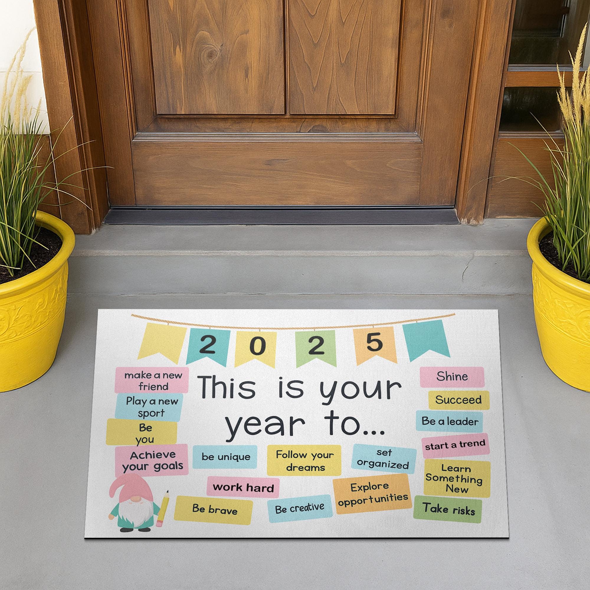 This Is Your Year Motivational Classroom Doormat 2025, Back to School Rug with Goals, Teacher Welcome Mat, Positive Entry Decor, School Deco