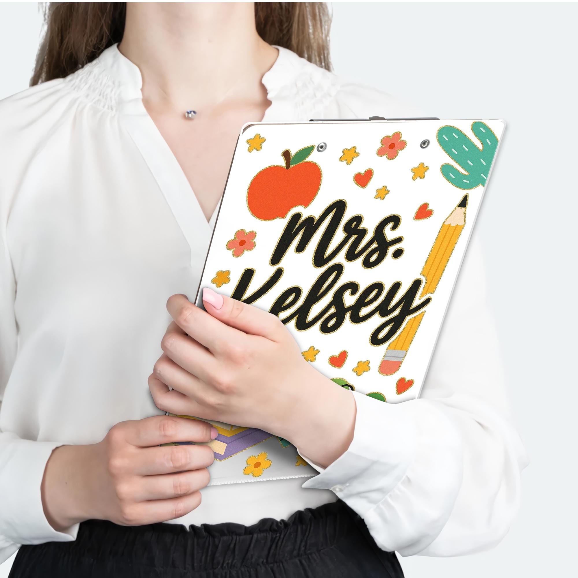 Personalized Teacher Clipboard, Custom Name Clipboard for Classroom, Cute School Supplies Design, Back to School Gift for Educators