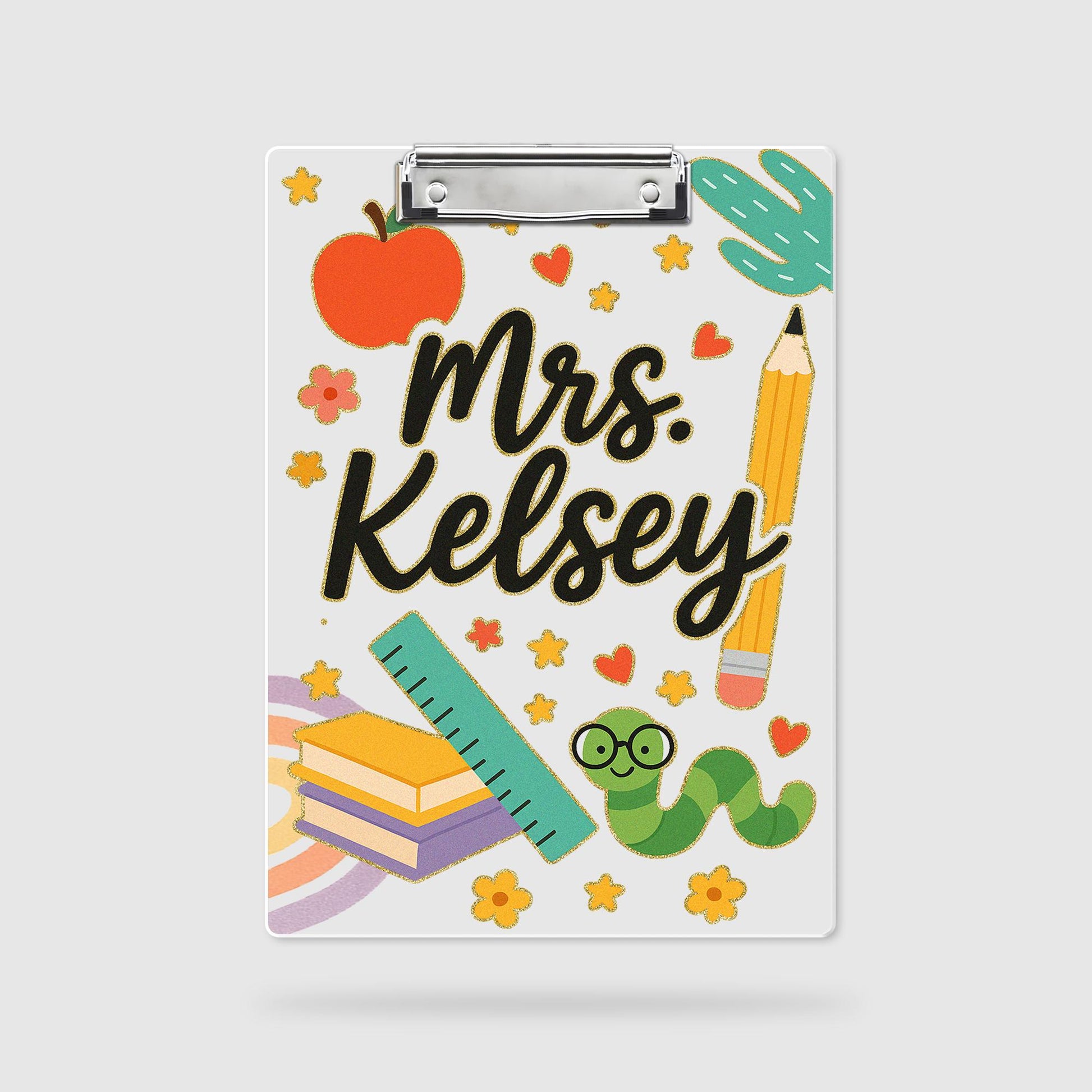 Personalized Teacher Clipboard, Custom Name Clipboard for Classroom, Cute School Supplies Design, Back to School Gift for Educators
